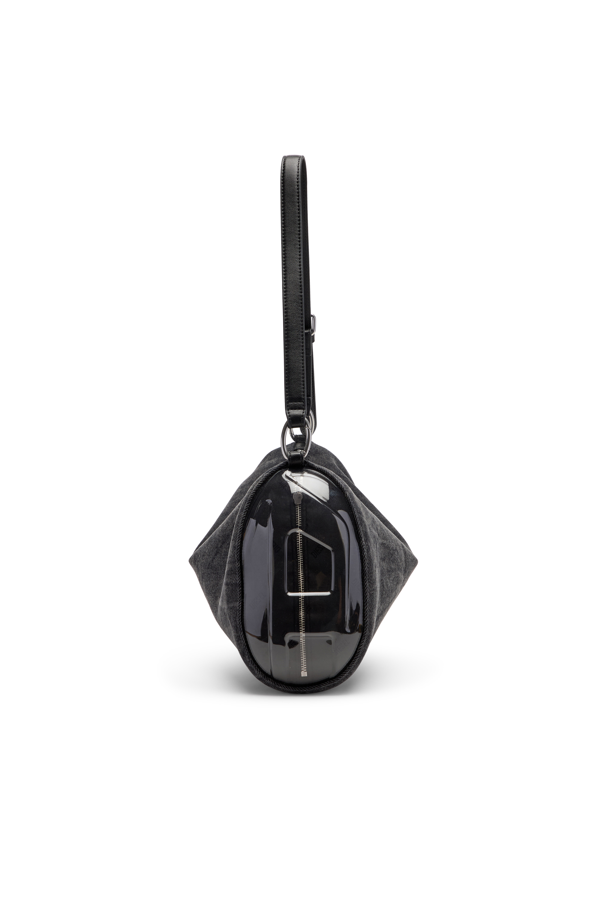 Diesel - LOAD-D SHOULDER BAG X, Load-D-Bolso bandolera con laterales Oval D transparentes Unisex in Negro - 4