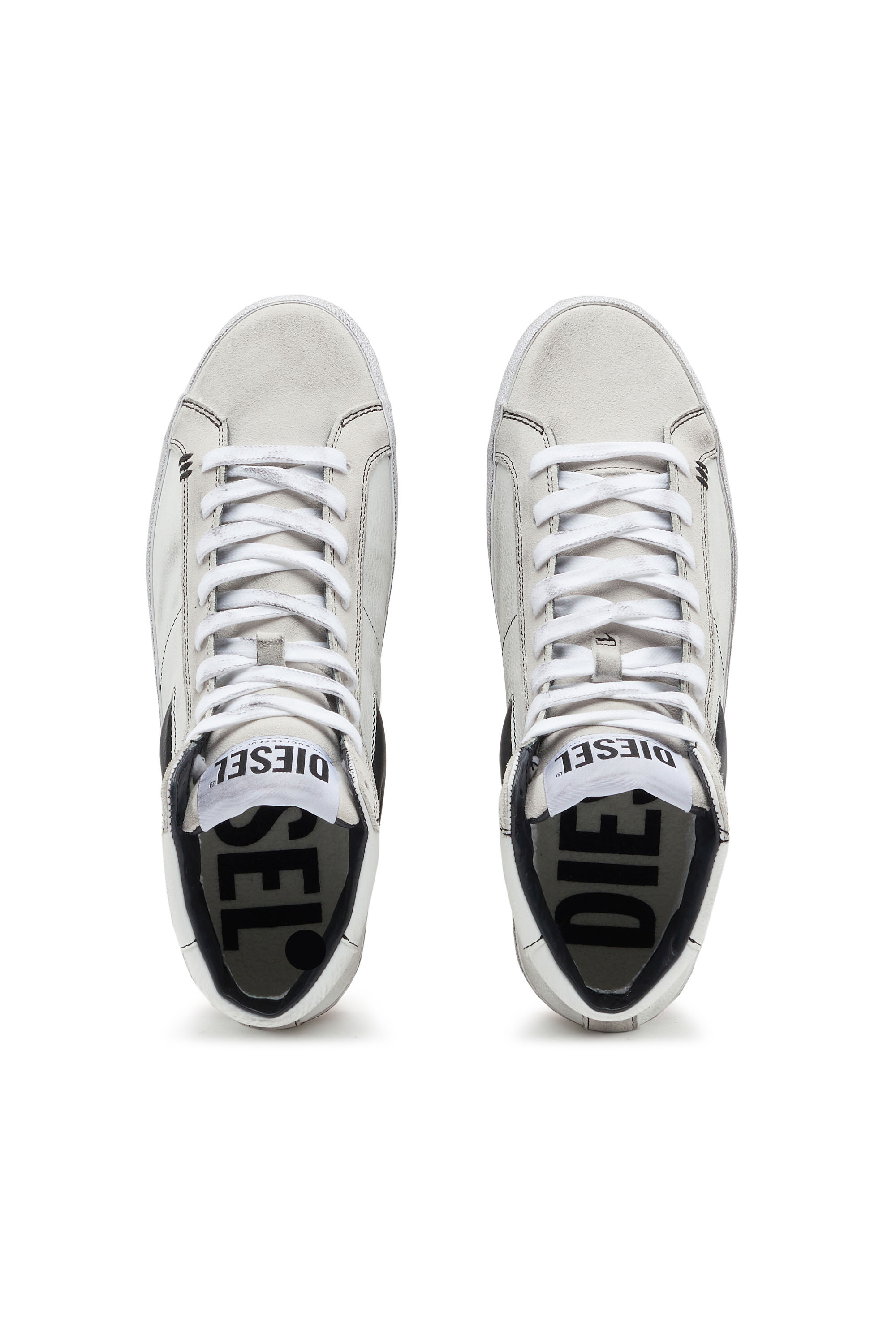 Women's High-top leather sneakers with D logo | Diesel