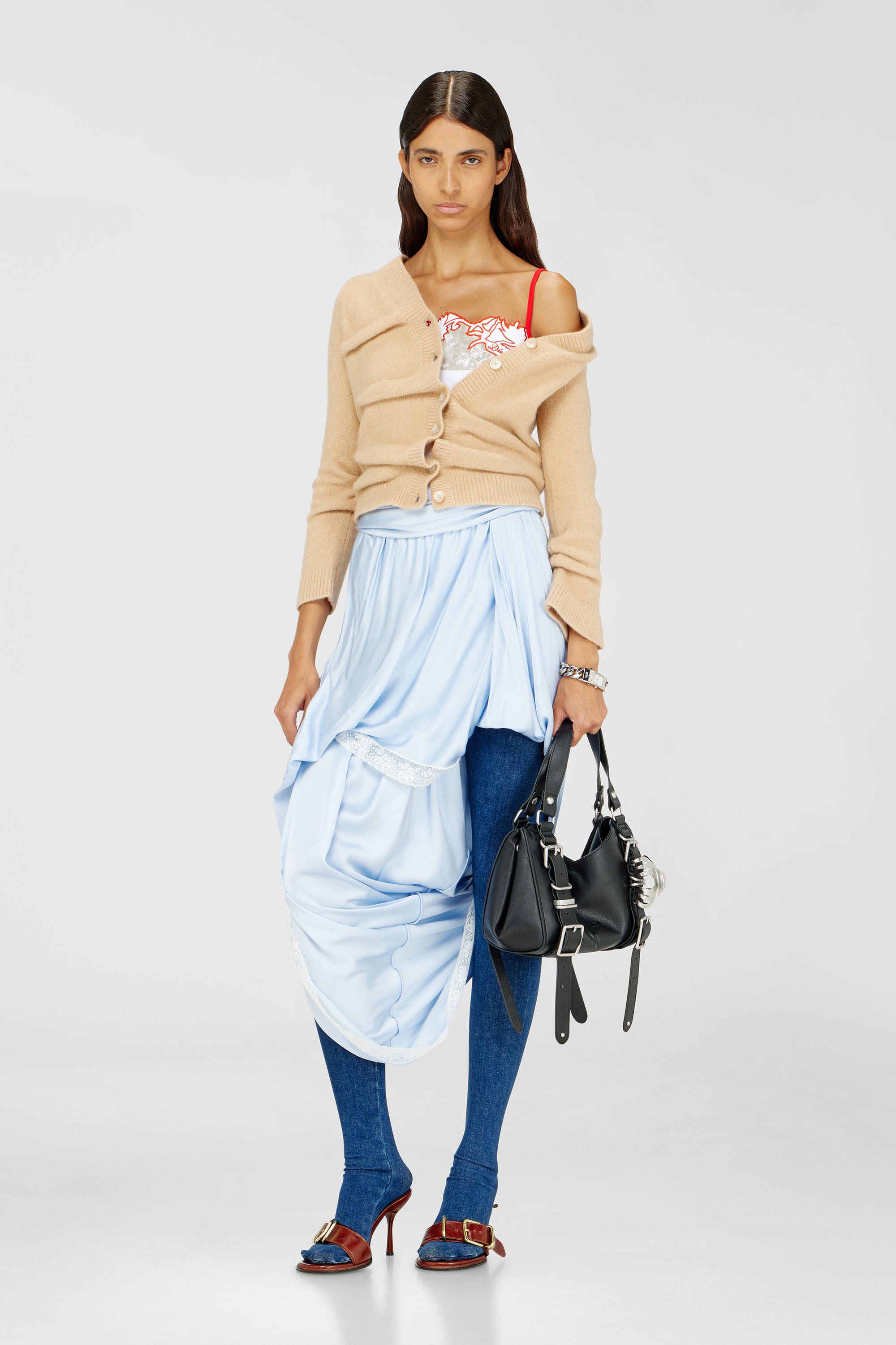 Diesel - M-AVA, Female's Cropped cardigan in wrinkled boiled knit in Beige - 2