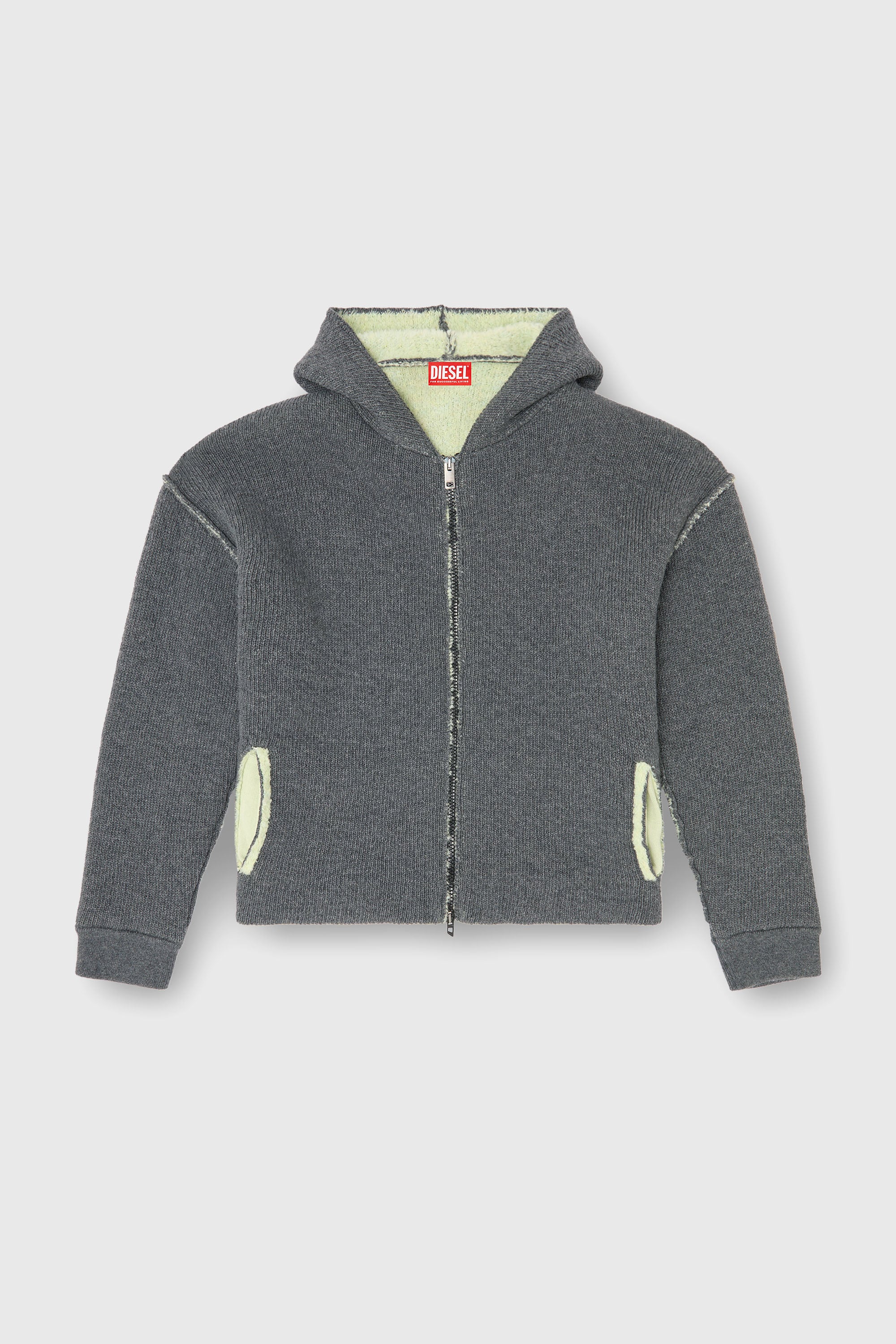 Diesel - K-BOUBBY, Sudadera con cremallera de punto de doble textura Hombre in Gris - 2