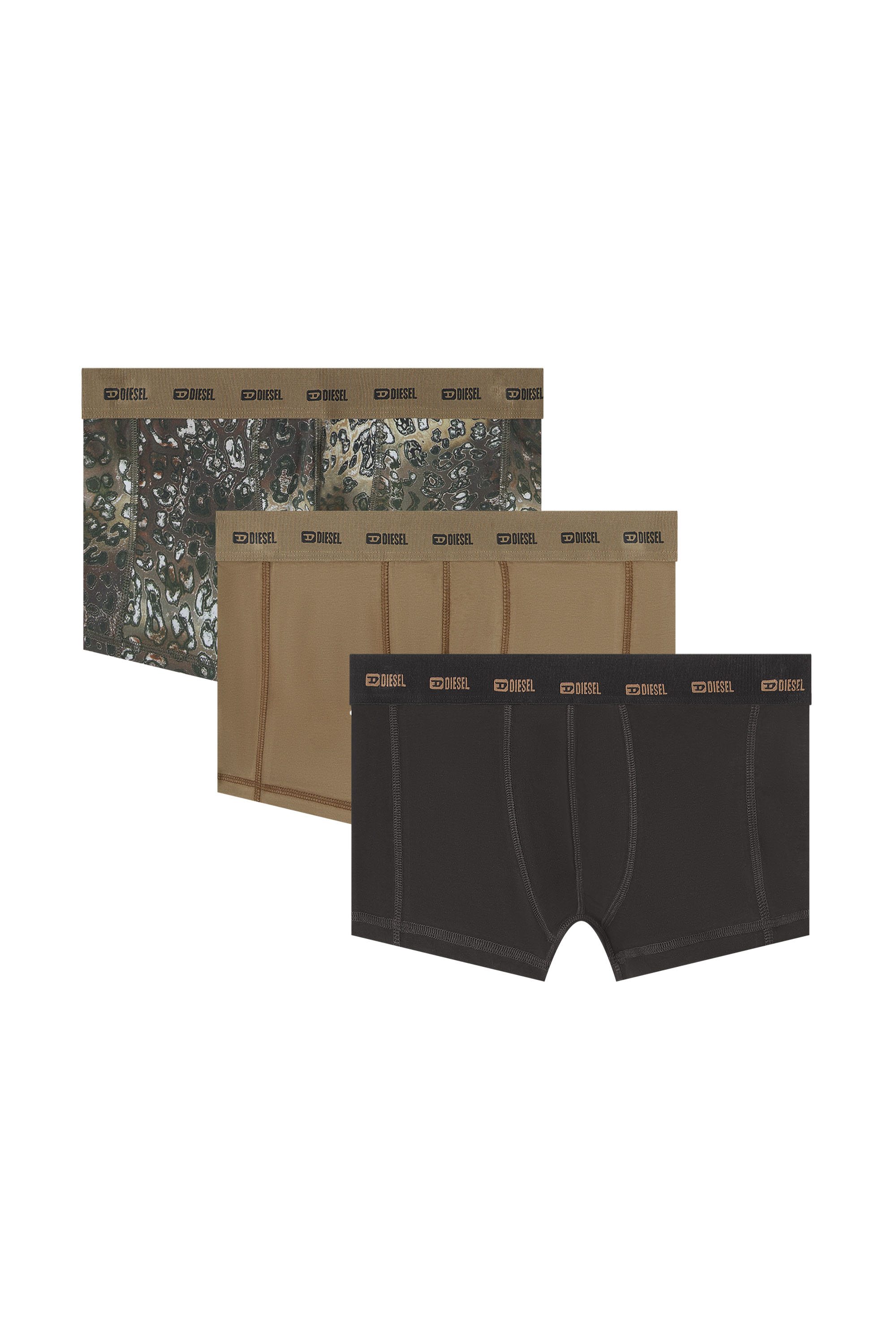 Diesel - DAMIEN-UTLT-3PACK, Man's 3-pack of stretch cotton boxers in Black/Brown - 1