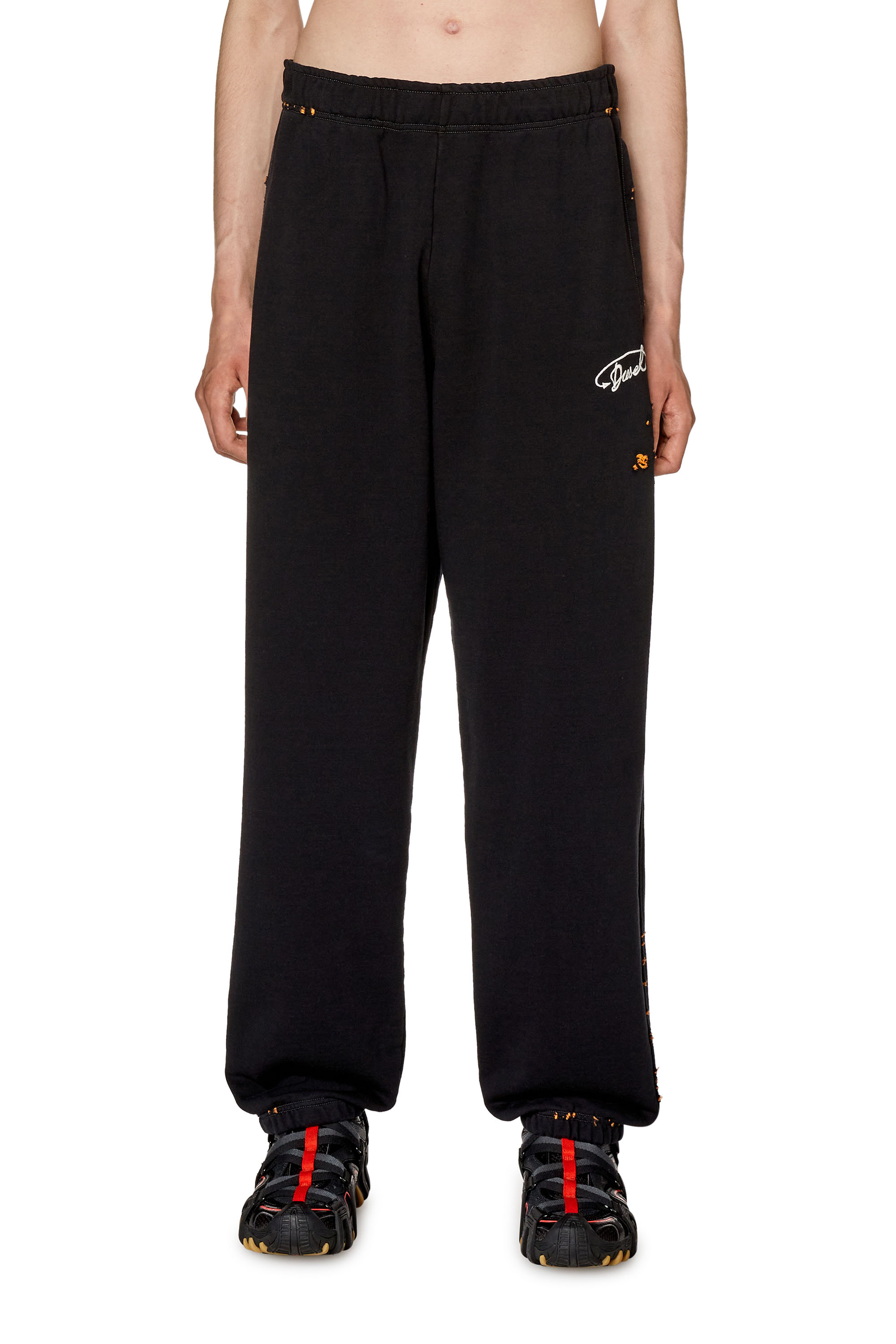 Men's Track pants with destroyed detailing | Black | Diesel