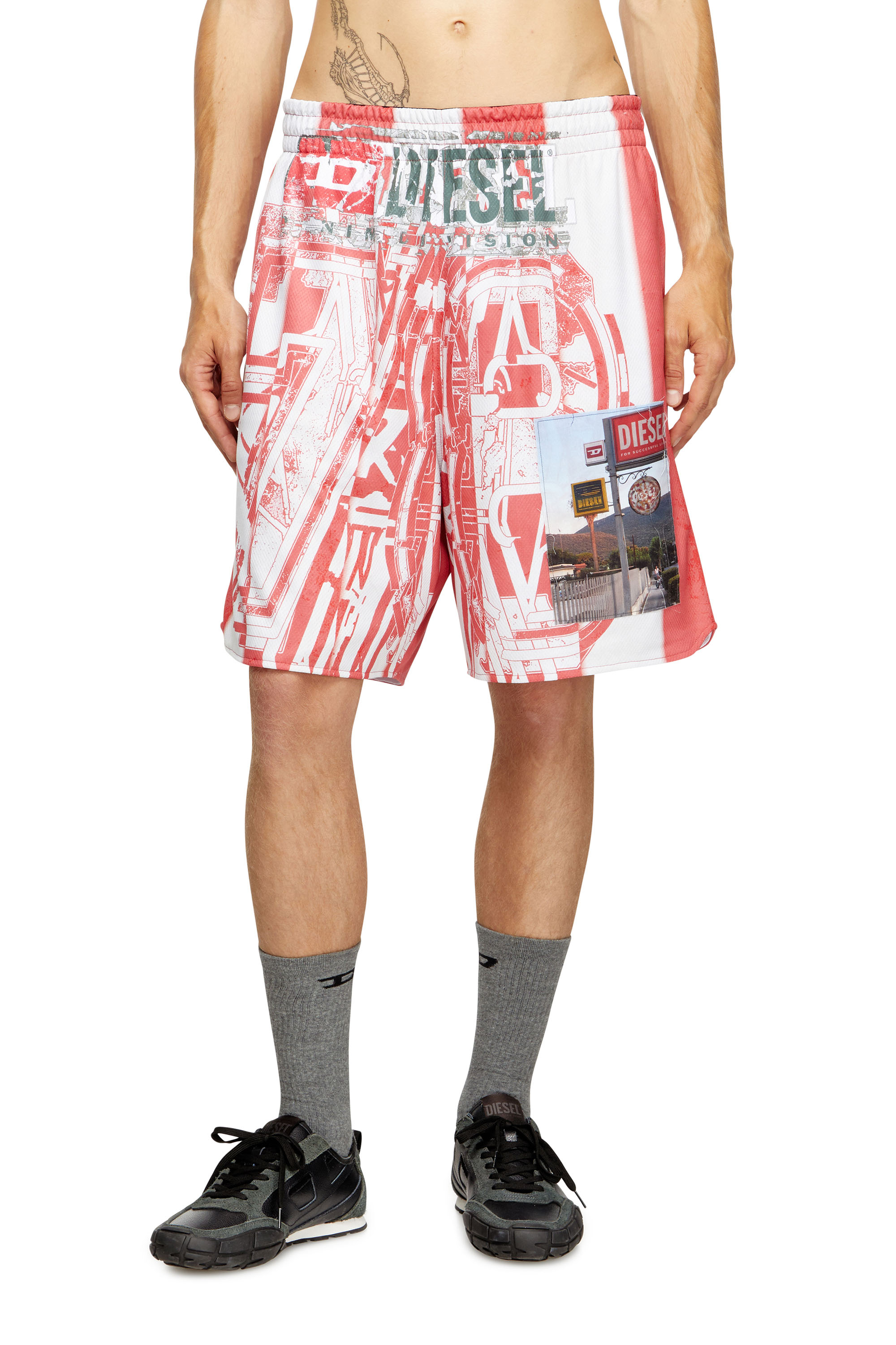 Diesel - P-KURT, Short  rayé avec empiècements photo Homme in Polychrome - 1