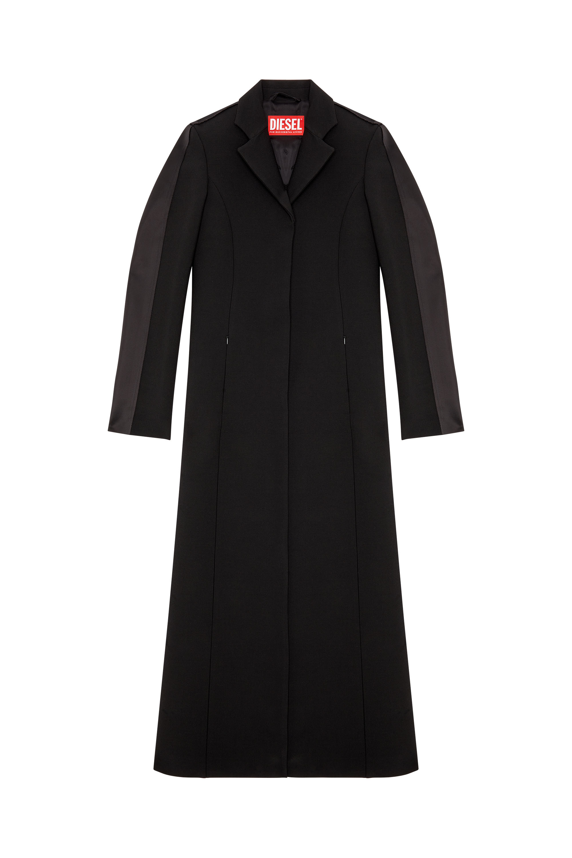 Diesel - G-FINE, Woman's Long coat in cool wool and tech fabric in Black - 2