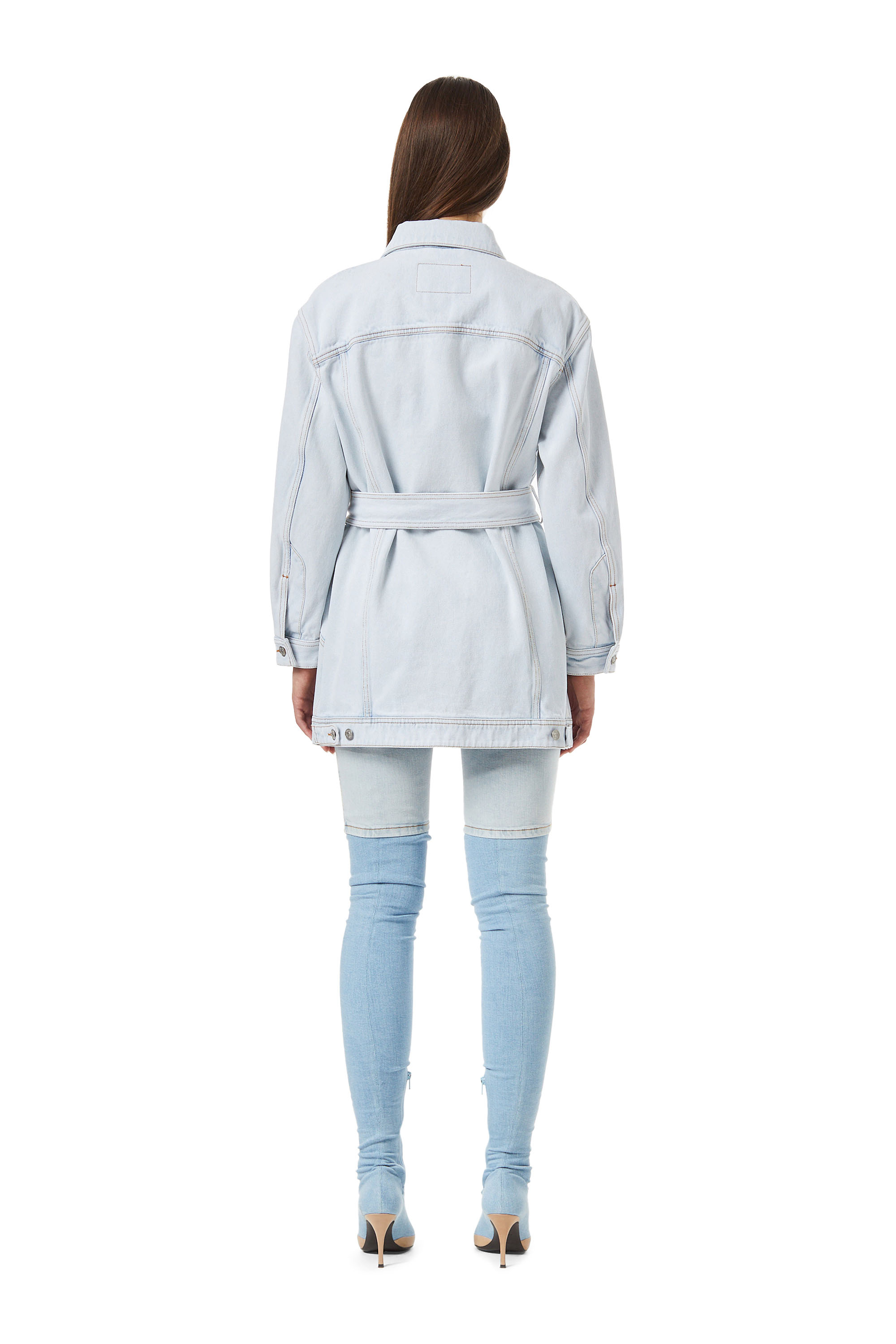 Diesel - DE-FLAMINIA TRUCKER COAT, Woman's Trucker coat in Light Blue - 5