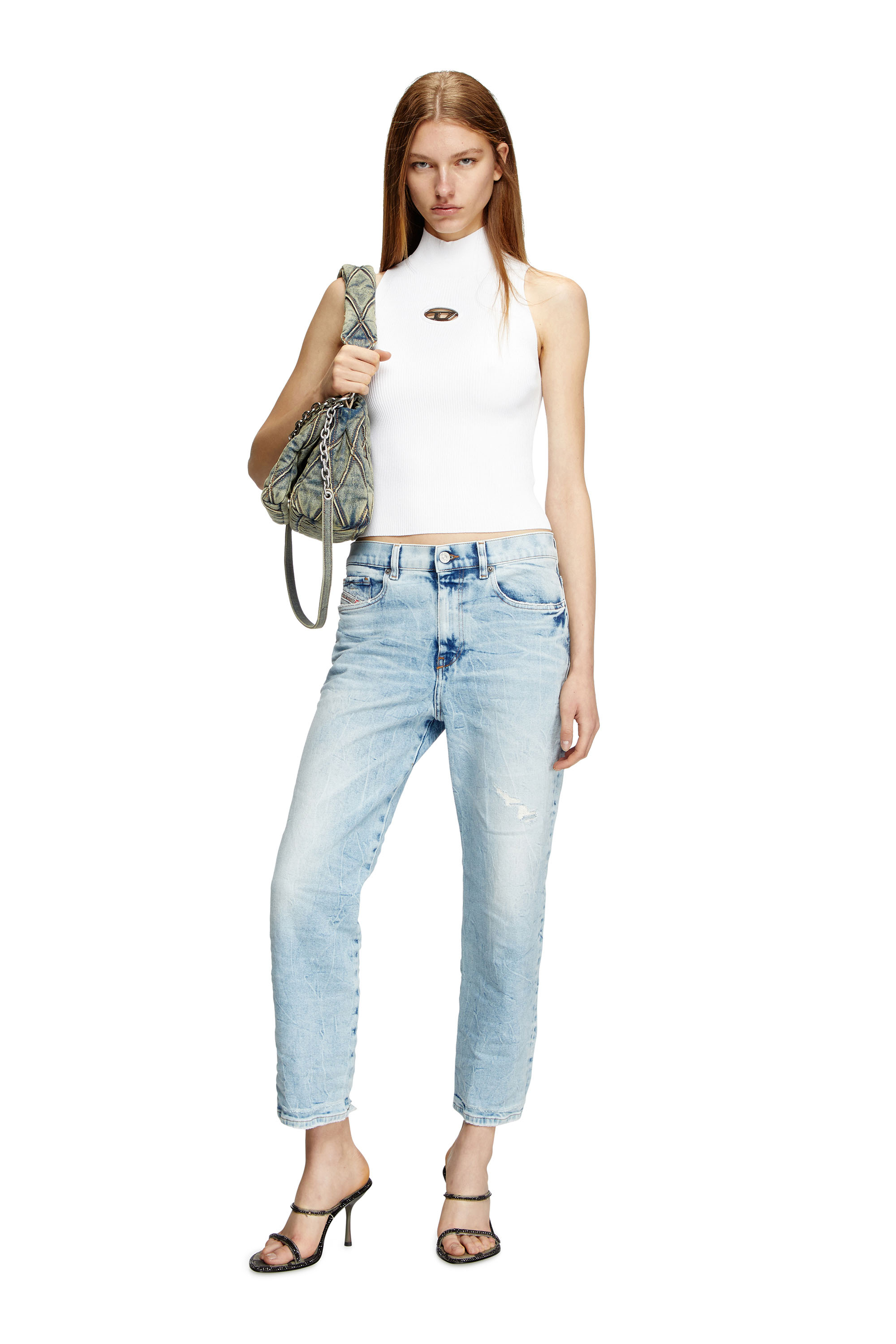 Diesel - M-ONERVAX-TOP, Female's Ribbed-knit turtleneck top in White - 1