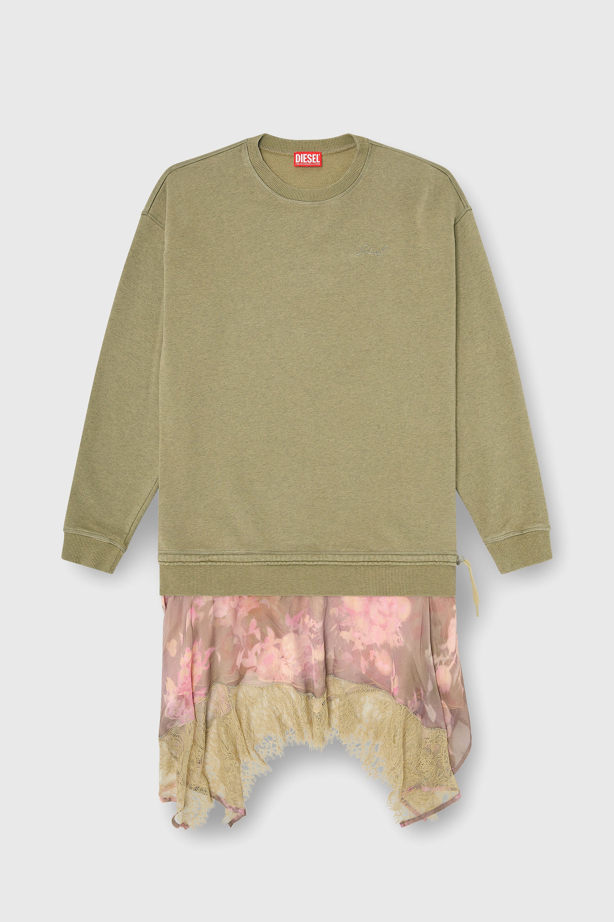 Diesel - D-ORELY, Robe sweat avec jupe &agrave; demi-longueur en chiffon et dentelle Femme in Polychrome - 2