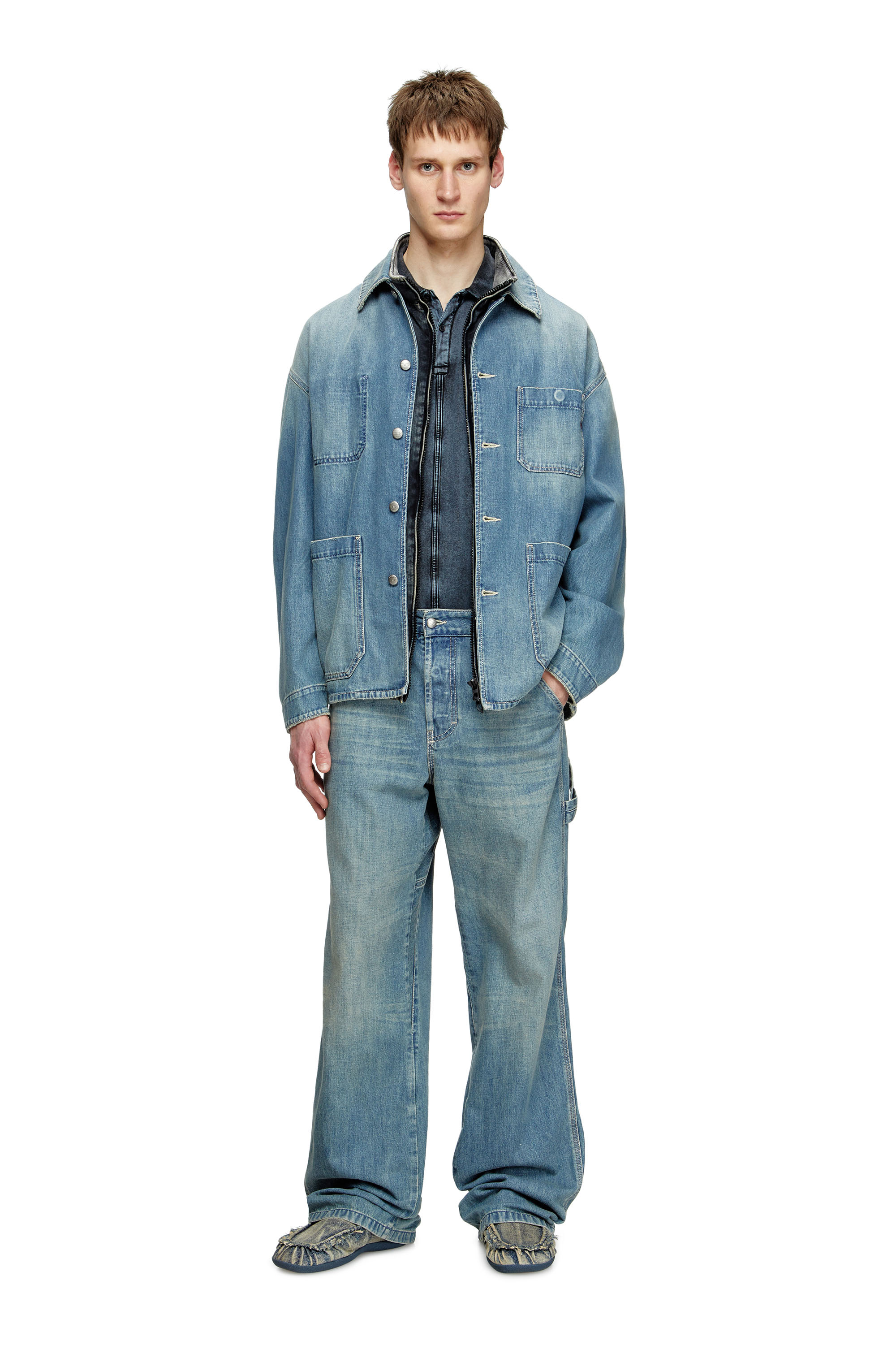 Diesel - D-STACK-U, Unisex's Utility-style denim jacket in Medium Blue - 1