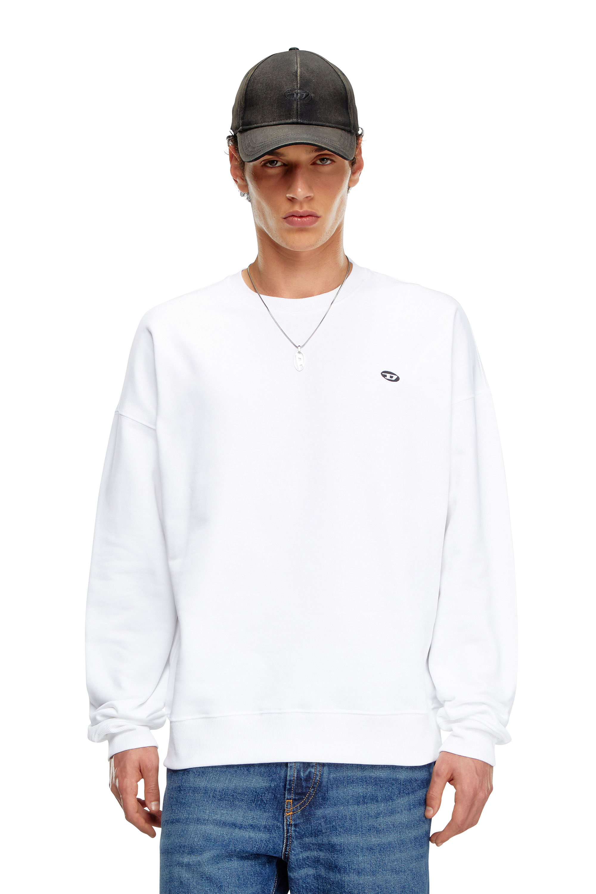 Diesel - S-ROB-DOVAL-PJ, Male's Sweatshirt with logo patch in White - 3