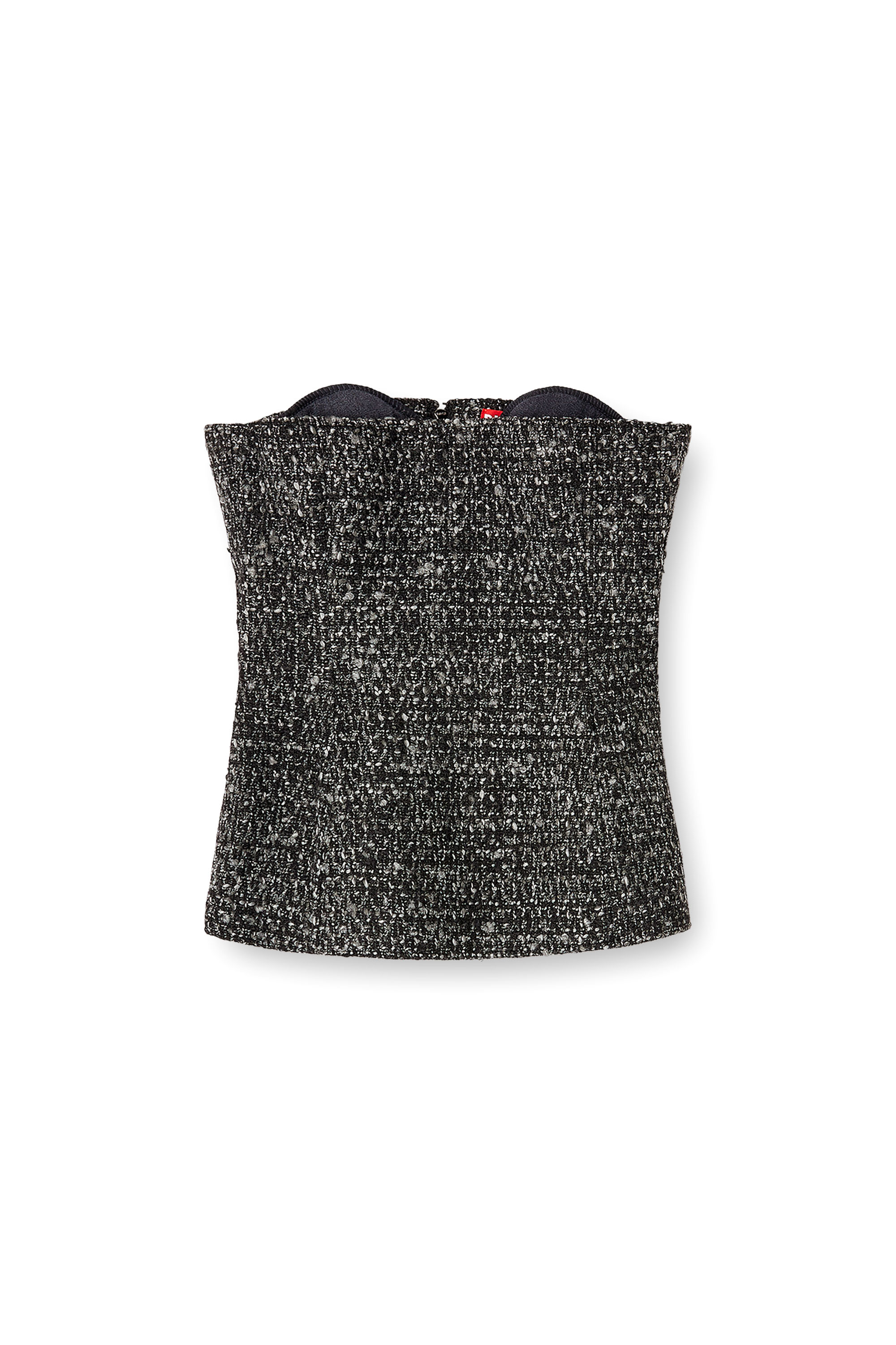 Diesel - T-ORSET, Female's Bouclé corset top with ultra-low cut in Black - 3