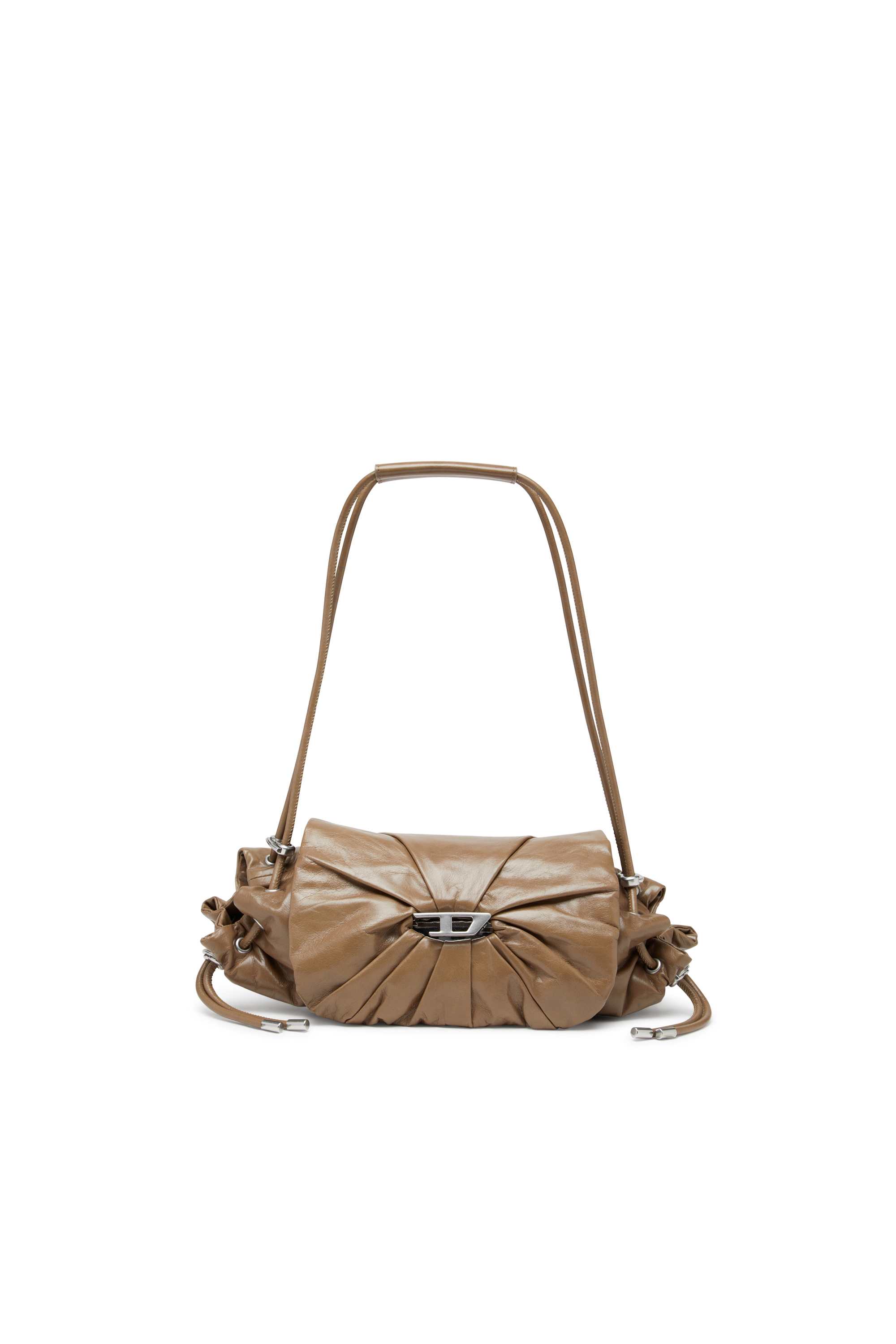 Diesel - SCRUNCH-D SHOULDER S, Female's Scrunch-D S-Shoulder bag in scrunched leather in Brown - 1