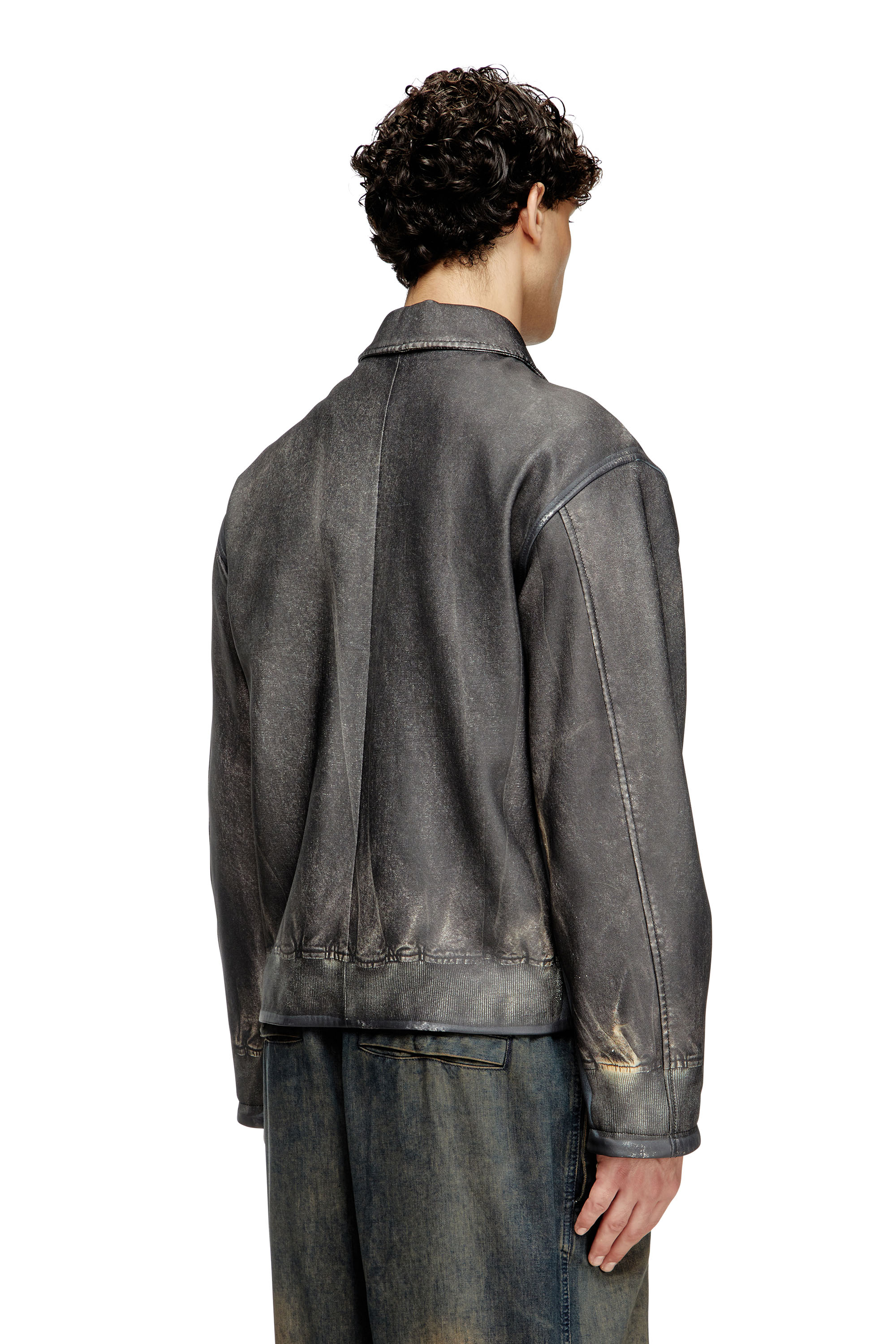 Diesel - L-MAYER, Veste en cuir avec poches trompe-l'œil Homme in Noir - 5