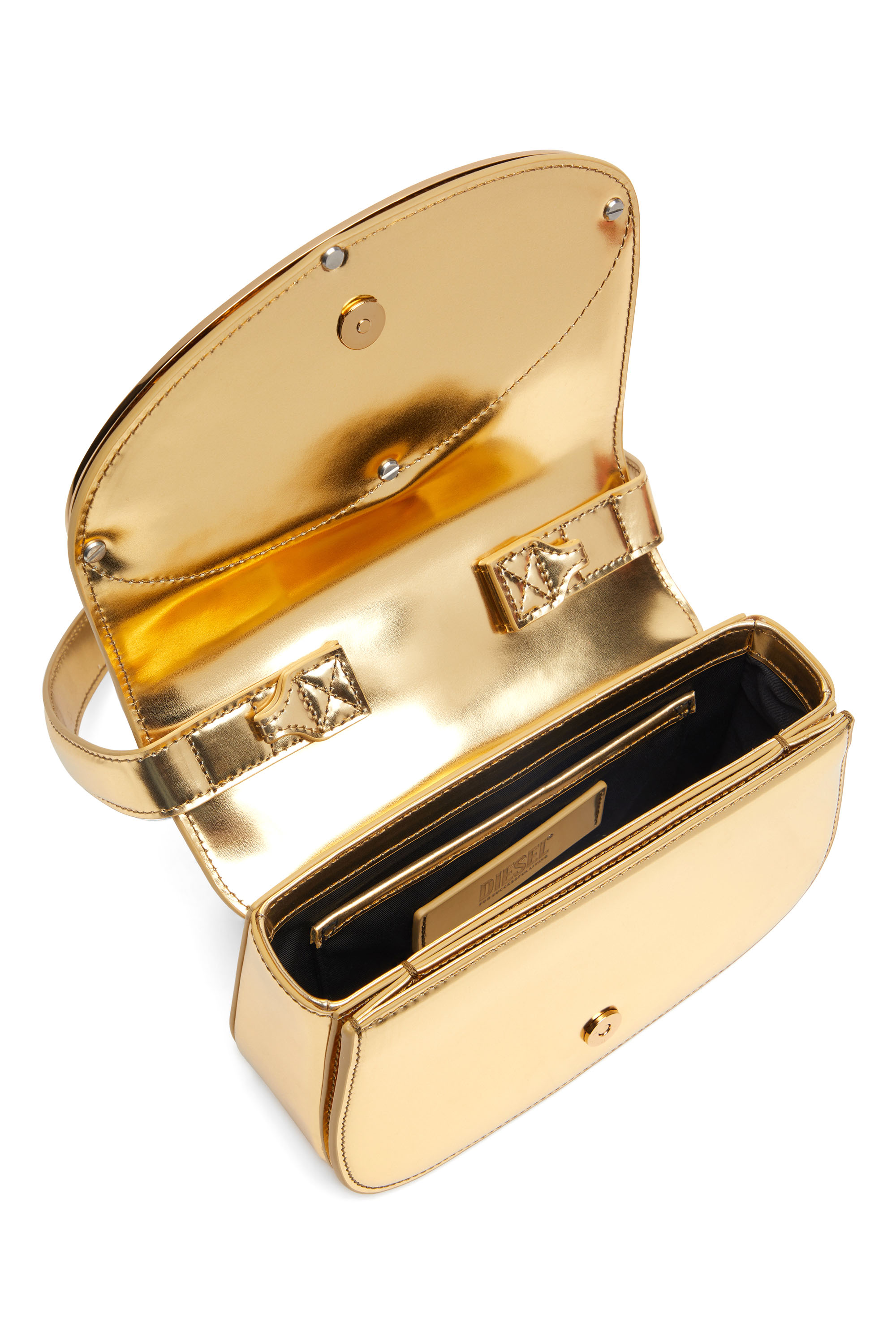 Women's 1DR-Iconic shoulder bag in mirrored leather | Gold