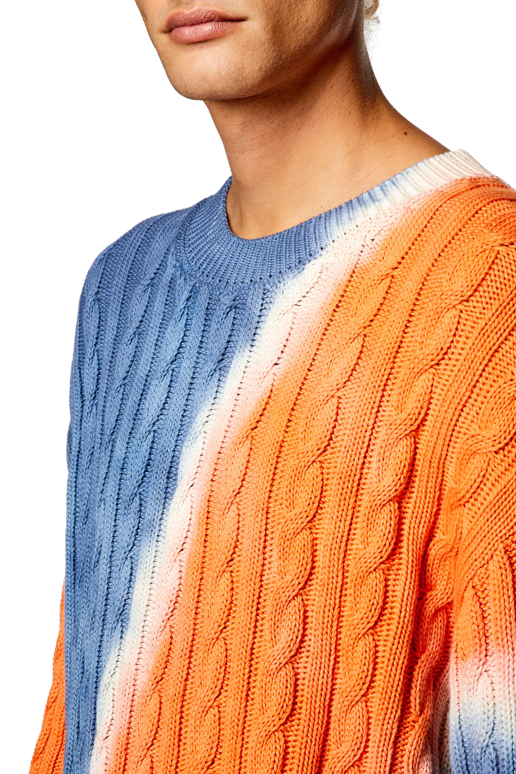 Men's Tie-dye jumper in cable-knit cotton | Multicolor | Diesel