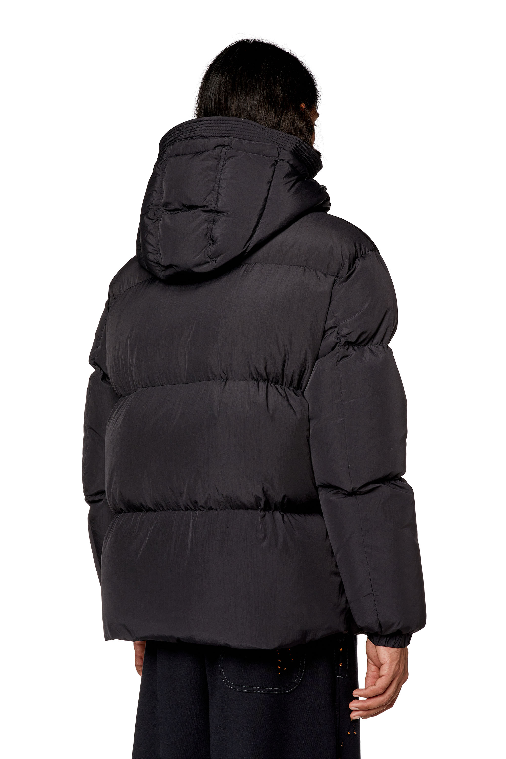 Diesel - W-ROLFYS, Man's Down jacket in recycled nylon taslan in Black - 4