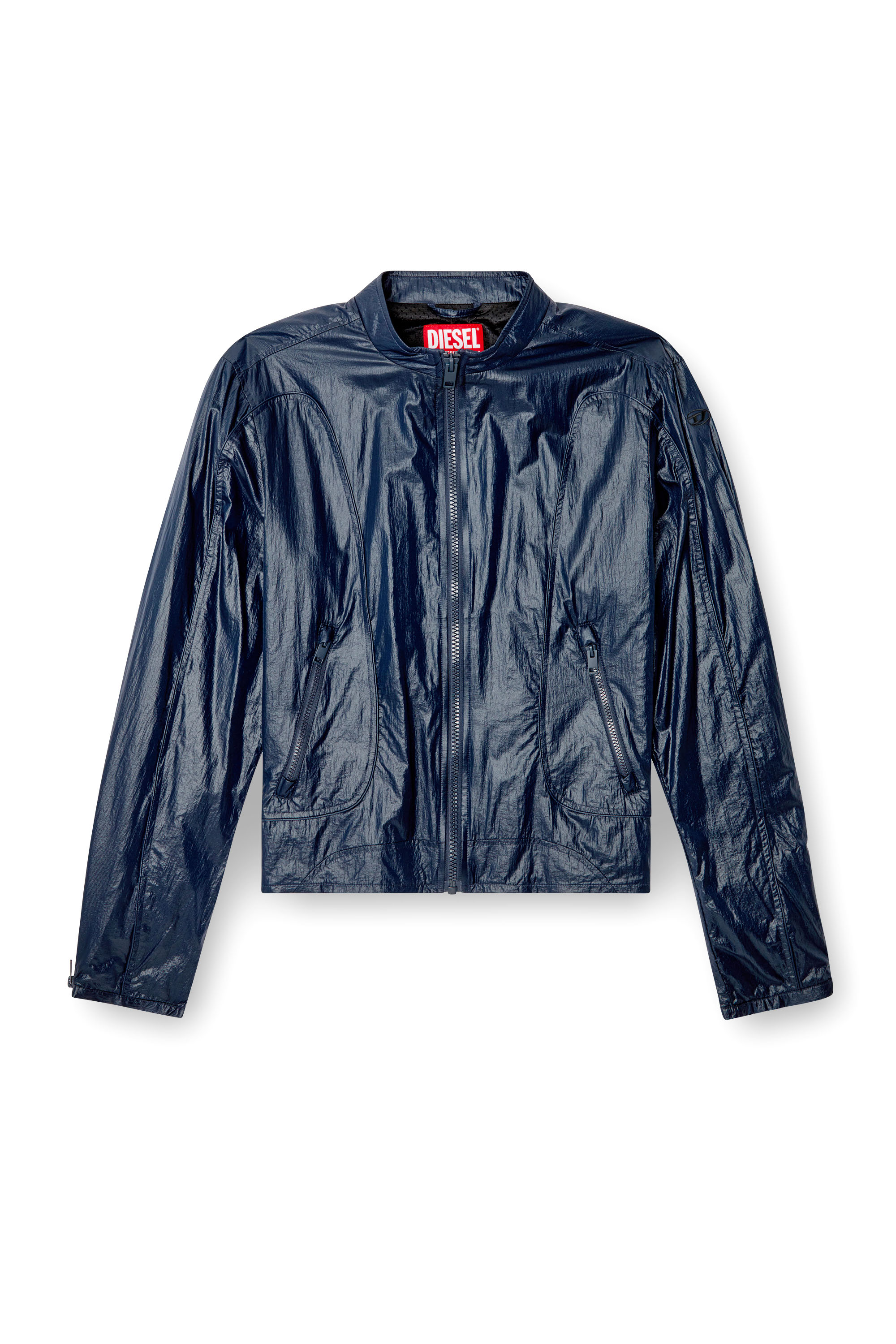 Diesel - J-CLAYS, Veste biker en ripstop brillant Homme in Bleu - 3