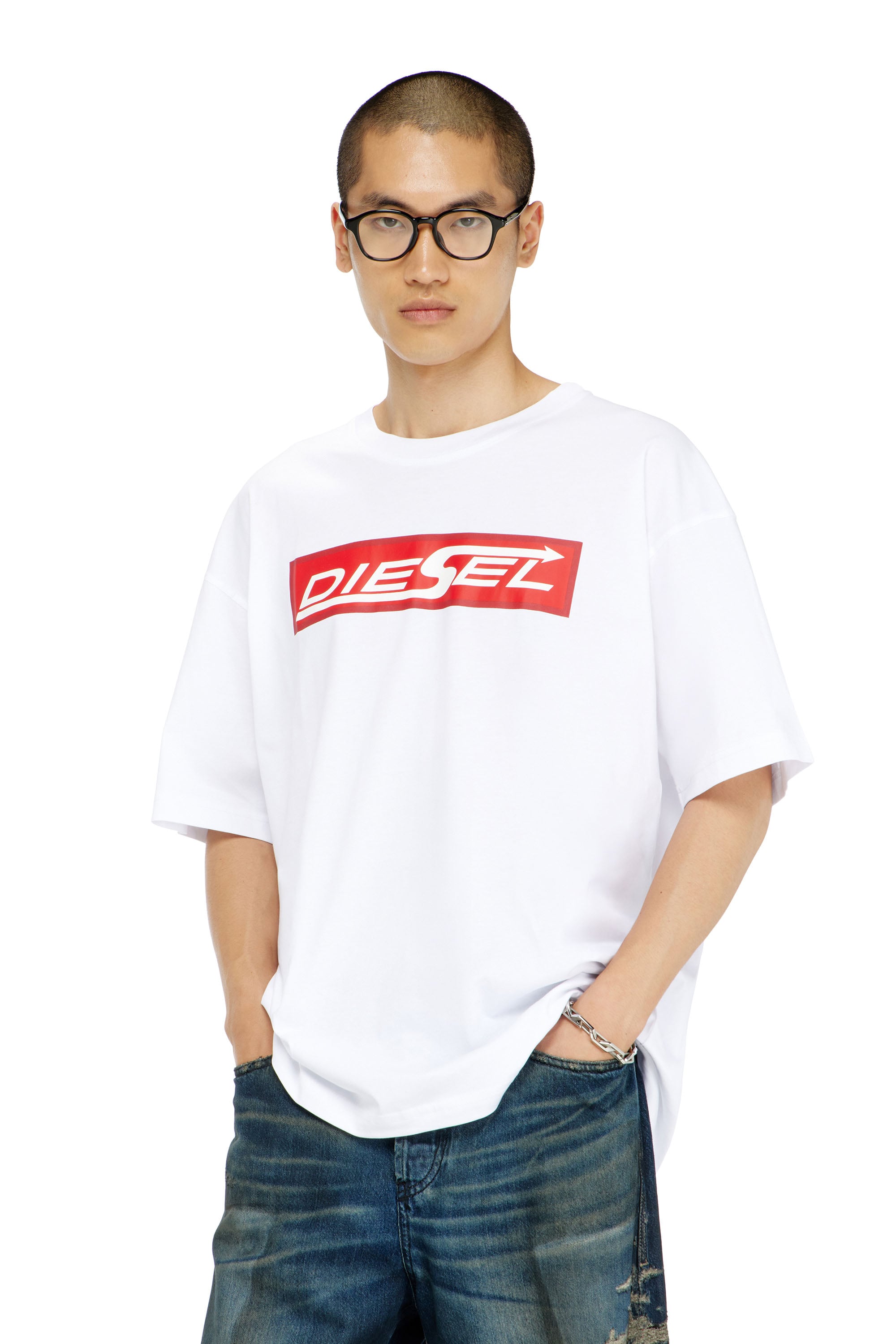 Diesel - T-BOXT-AA20, T-shirt en coton avec logo Diesel imprim&eacute; Homme in Blanc - 3
