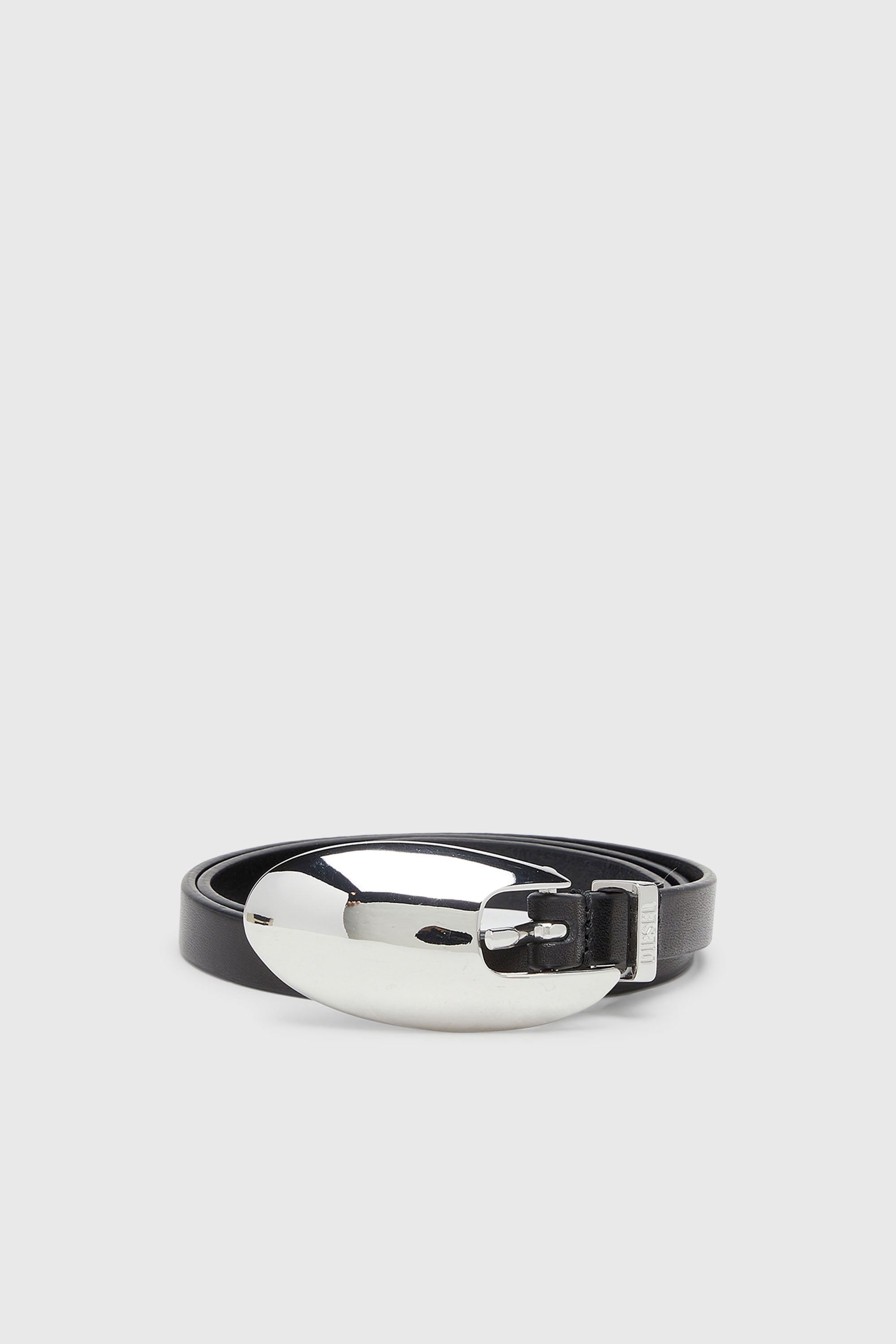 Diesel - B-ROP 15, Cintur&oacute;n 1.5 cm fino de cuero con hebilla escult&oacute;rica Mujer in Negro - 1
