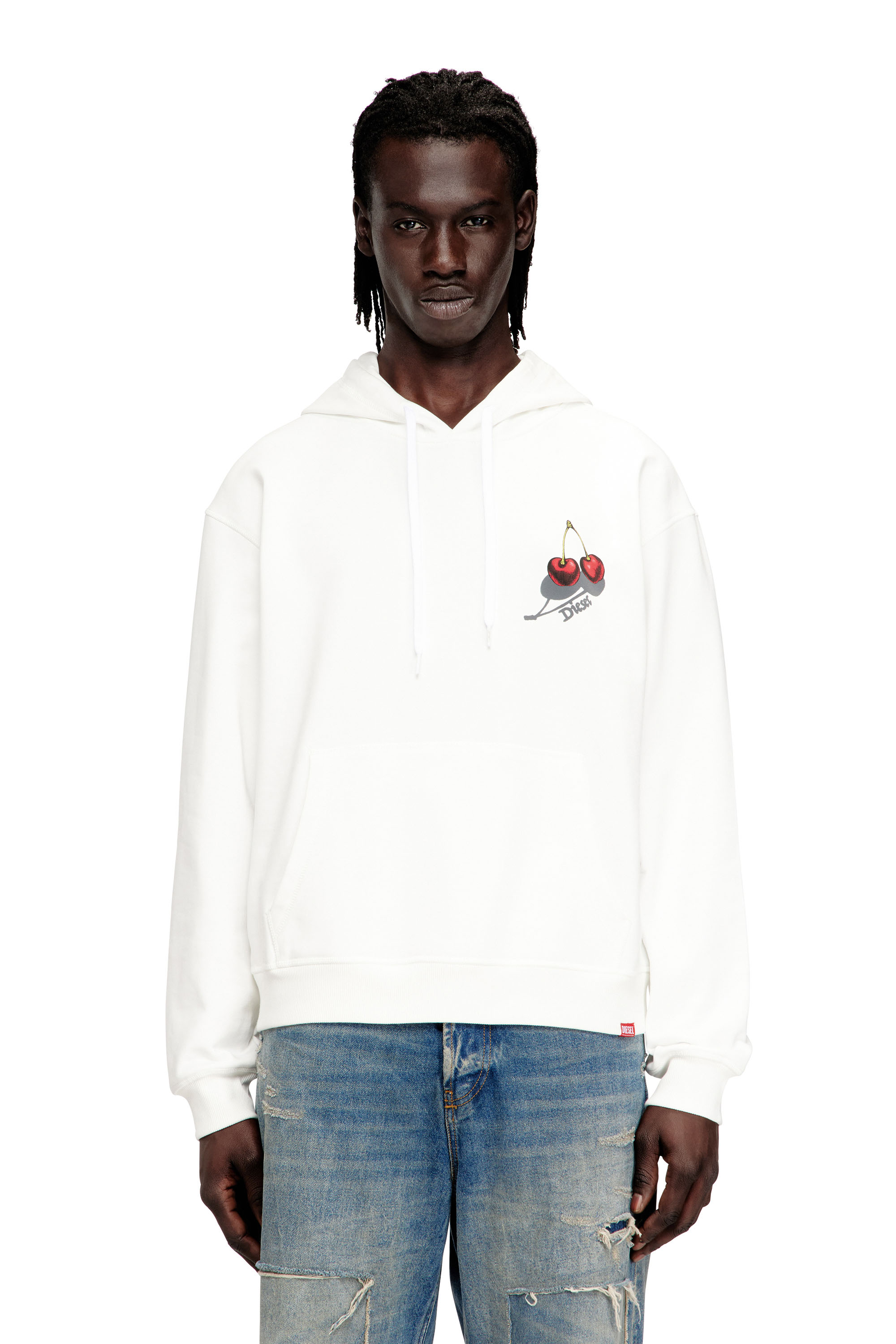 Diesel - SV-S-NORM-HOOD-CHER, Sudadera con capucha de algod&oacute;n con gr&aacute;fico de cereza Unisex in Blanco - 3