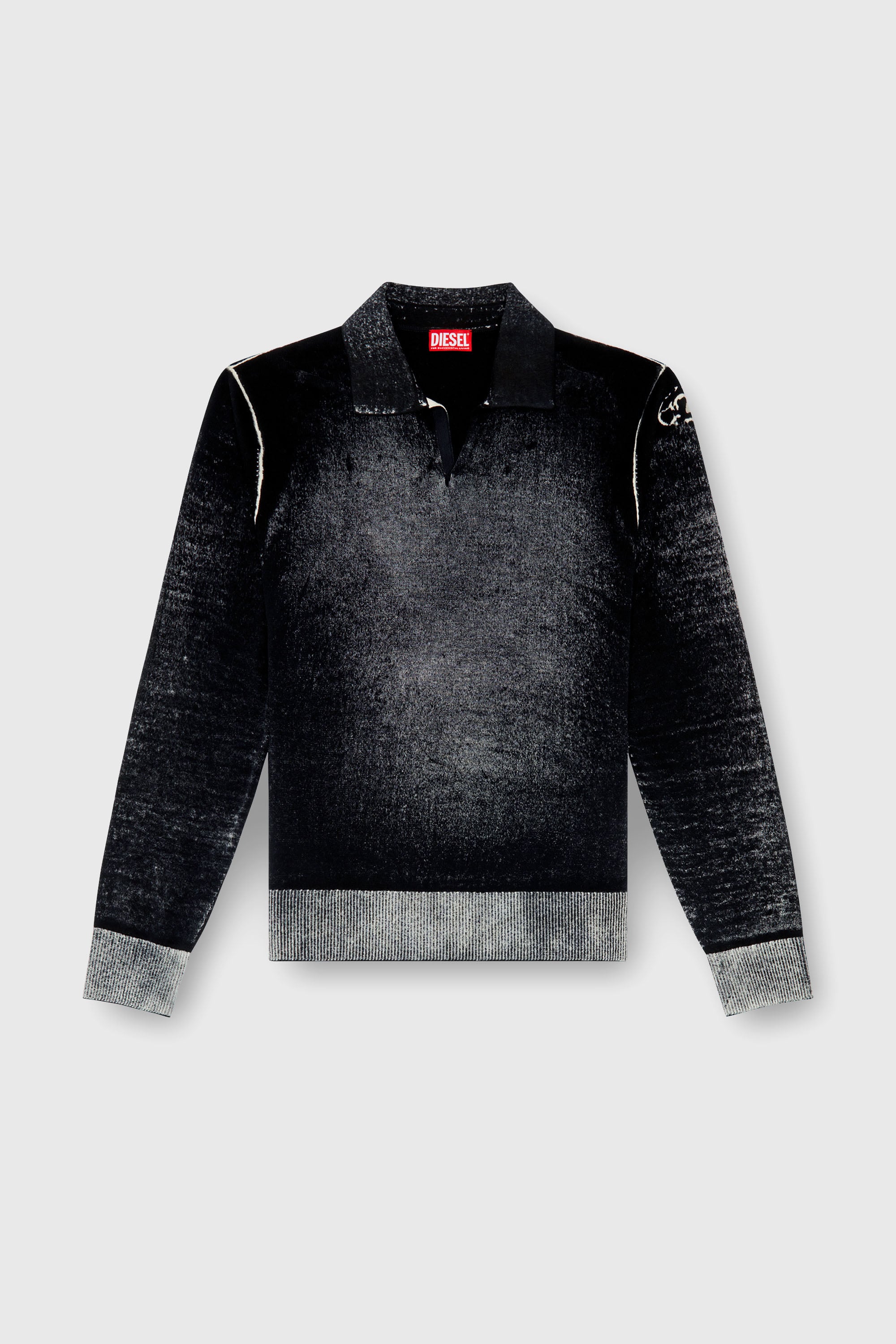 Diesel - K-LORENZO, Pull polo avec imprim&eacute; invers&eacute; Homme in Noir - 2