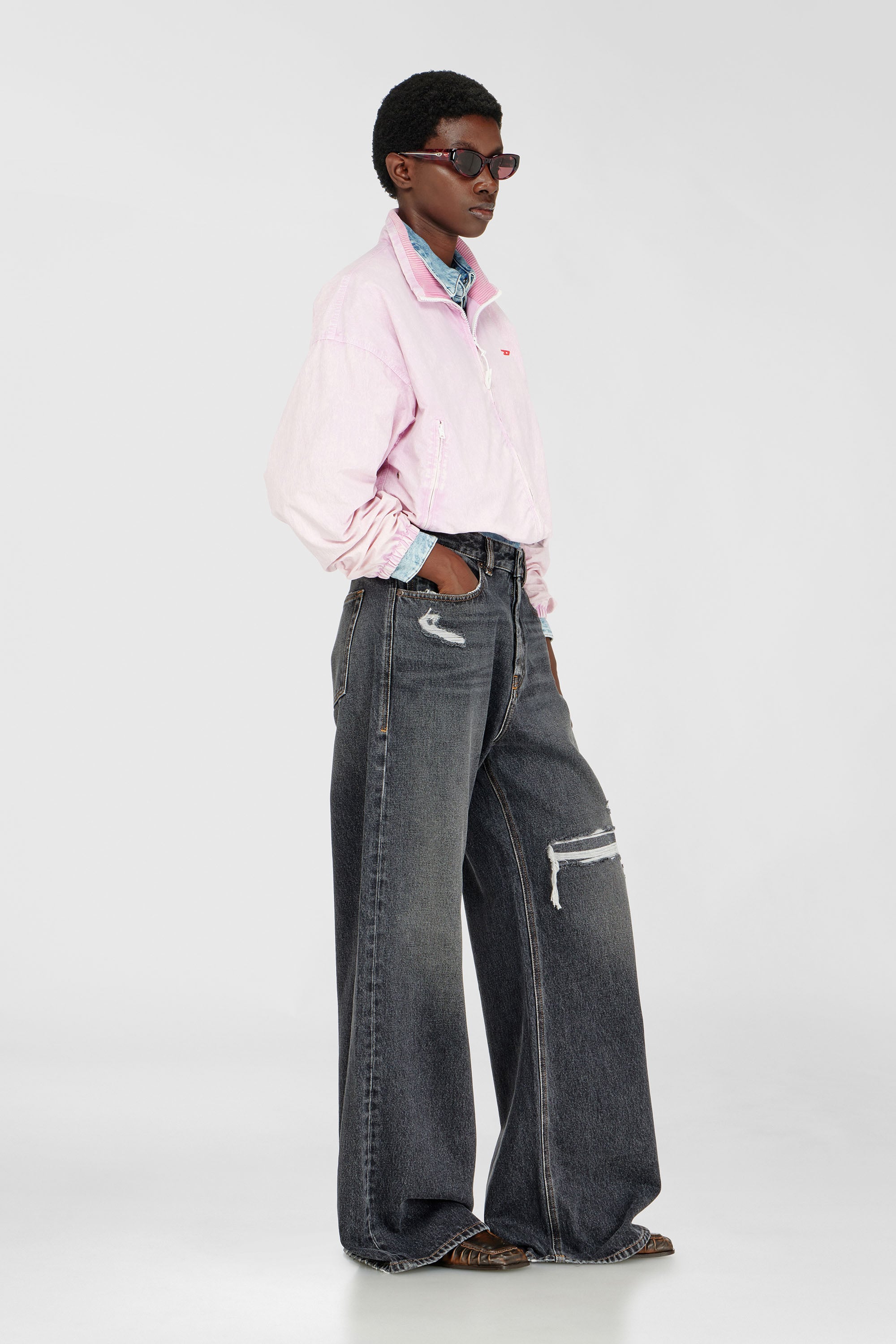 Diesel - Unisex's Relaxed Jeans 1996 D-Sire 007F6, Black/Dark Grey - 2