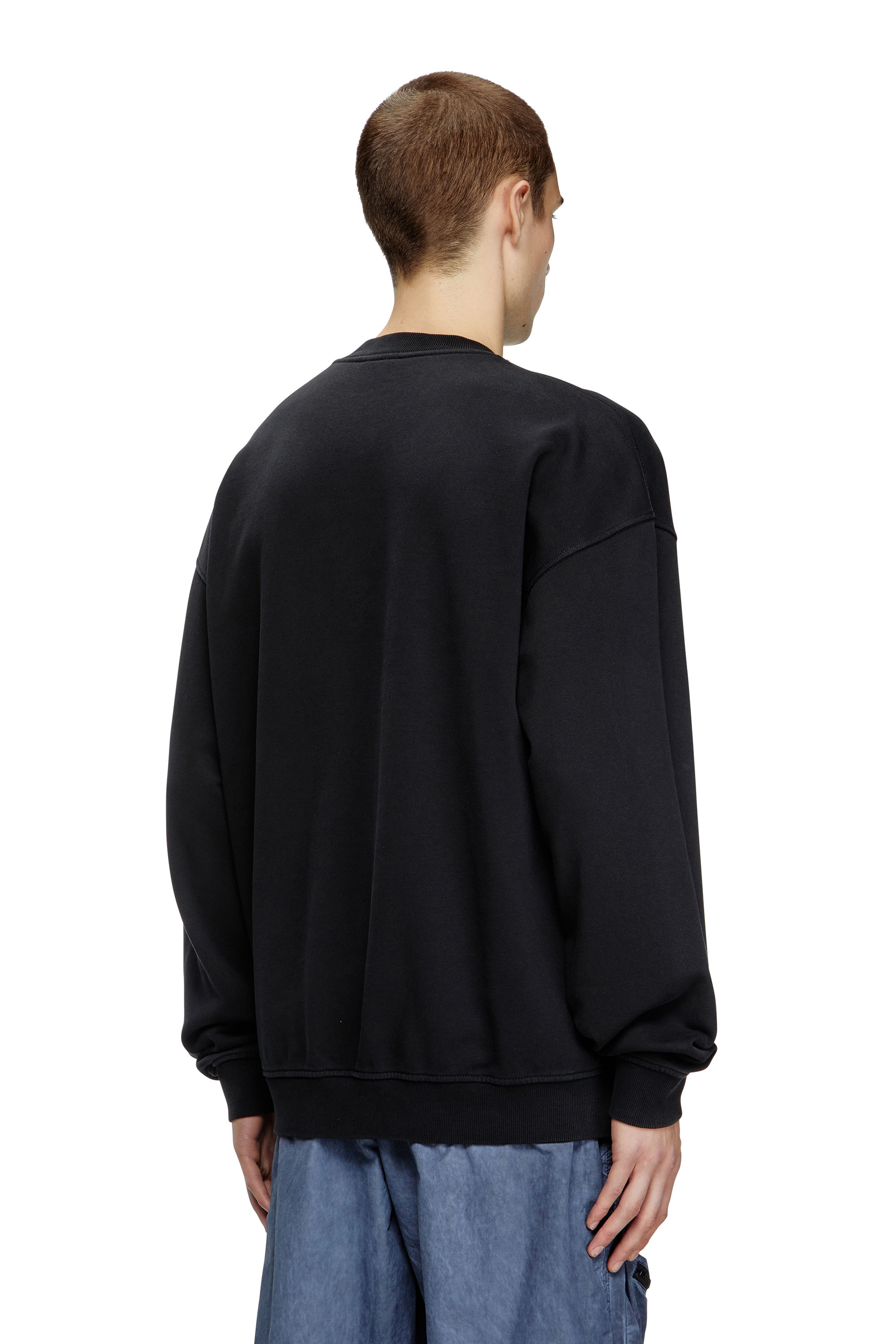 Diesel - S-BOXT-N5, Male's Sweatshirt with distressed flocked logo in Black - 4