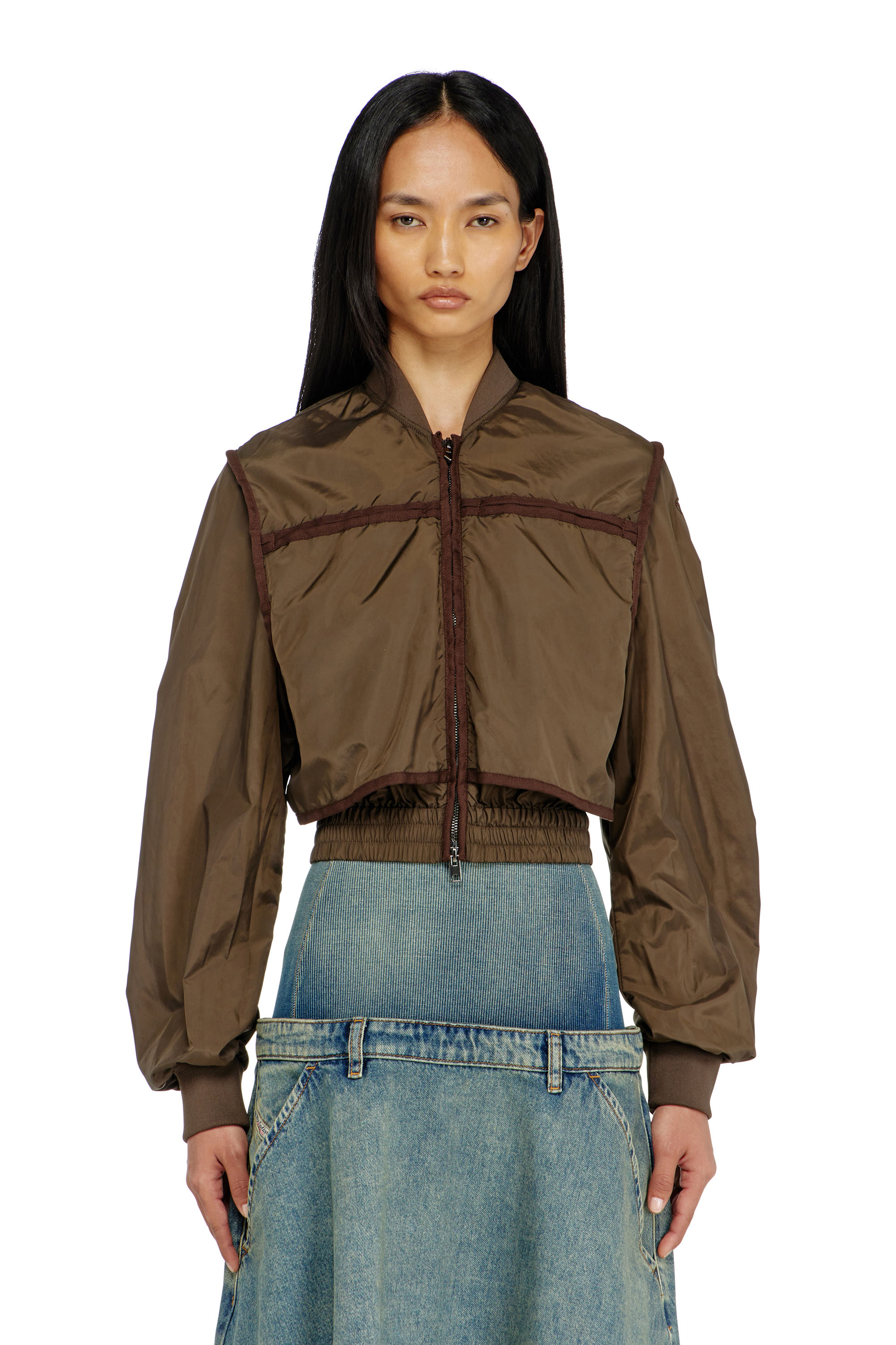 Diesel - G-OTHAM, Female's Nylon jacket with tonal taping in Brown - 6