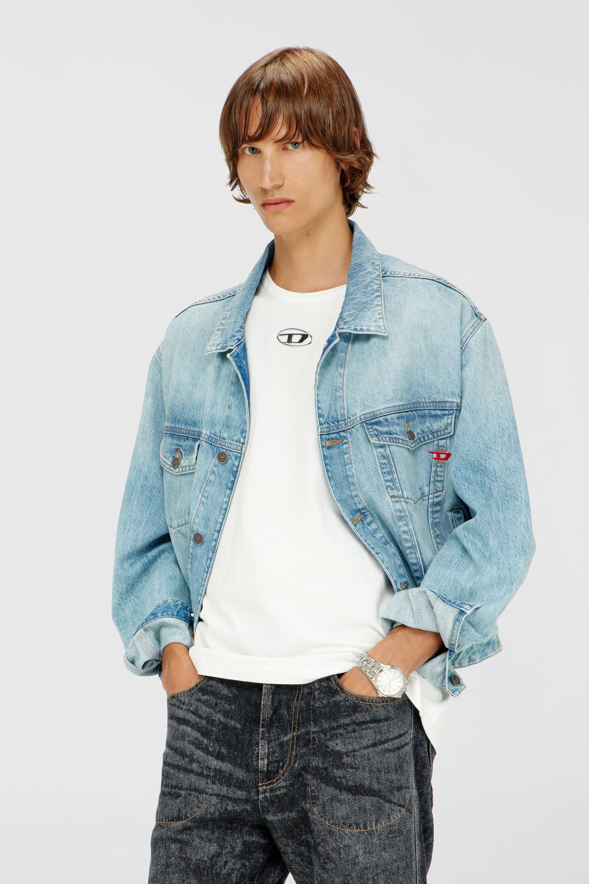 Diesel - T-NORM-IOD, Man's Light cotton T-shirt with metallic Oval D logo in White - 1