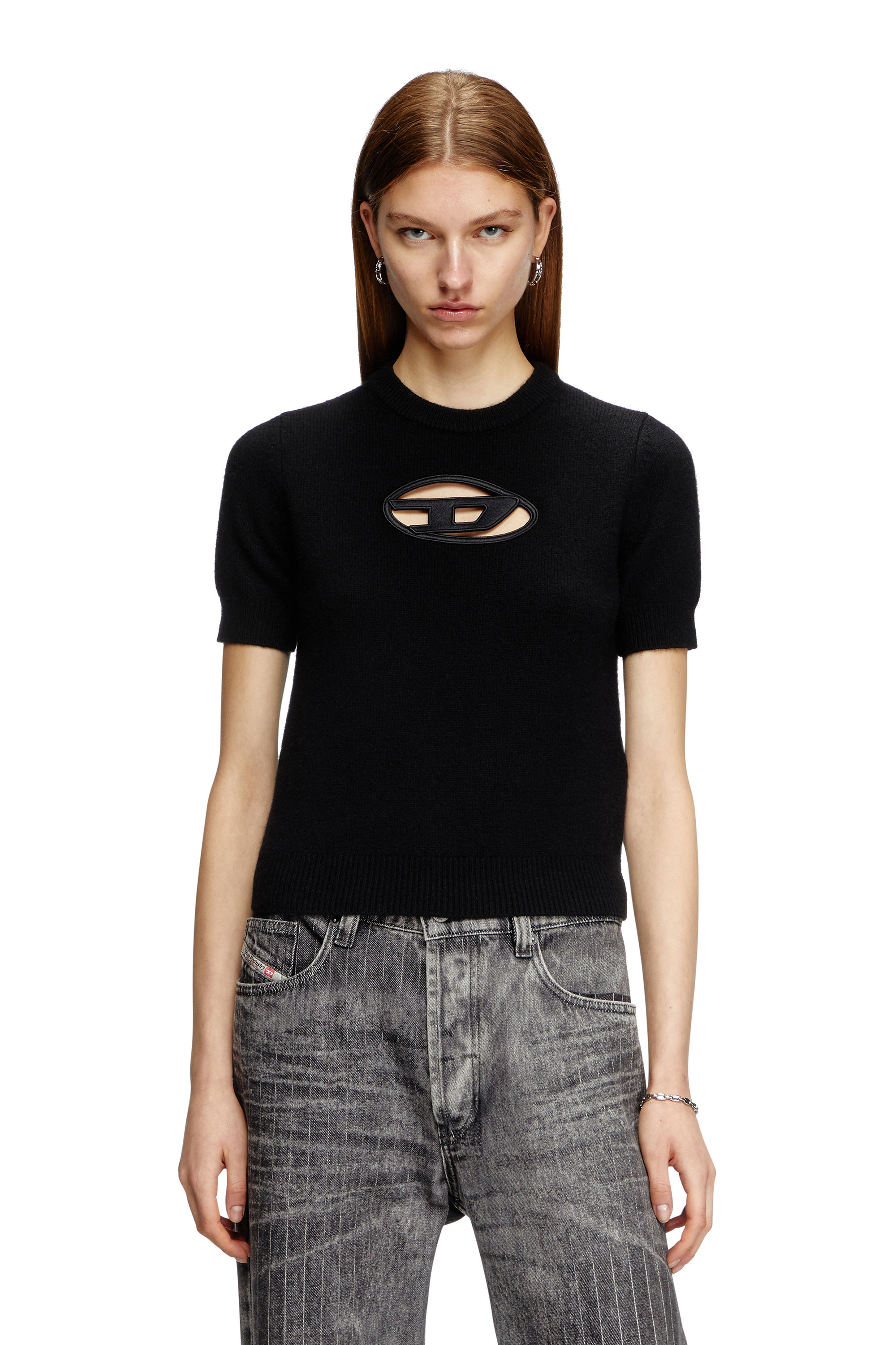 Diesel - M-ARGARIN-SS, Female's Short-sleeve jumper in cashmere blend in Black - 1
