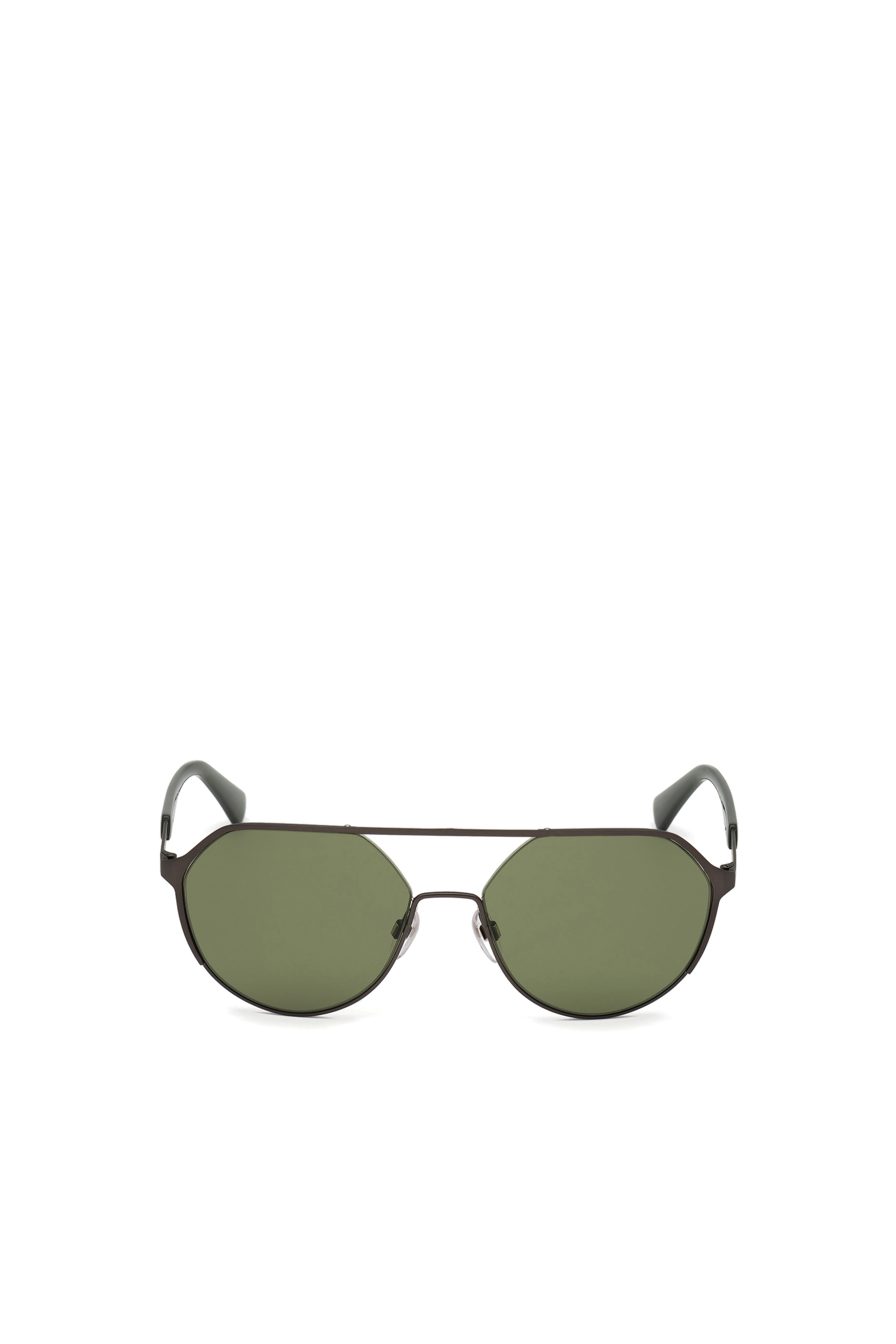 Diesel - DL0324, Man's Rounded metal glasses in Black/Green - 1