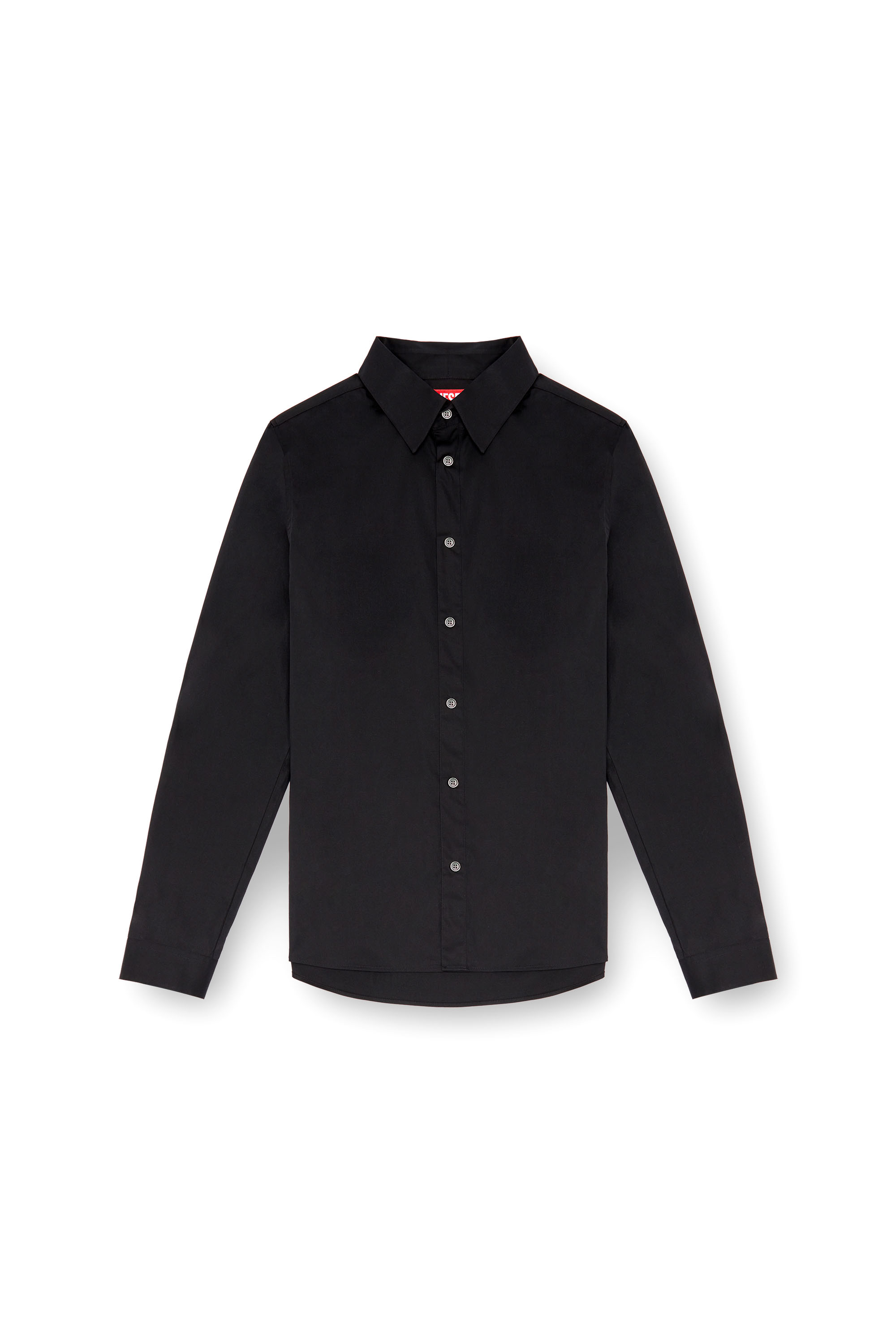 Diesel - S-FITTY-A, Male's Formal shirt with logo-embroidered collar in Black - 2