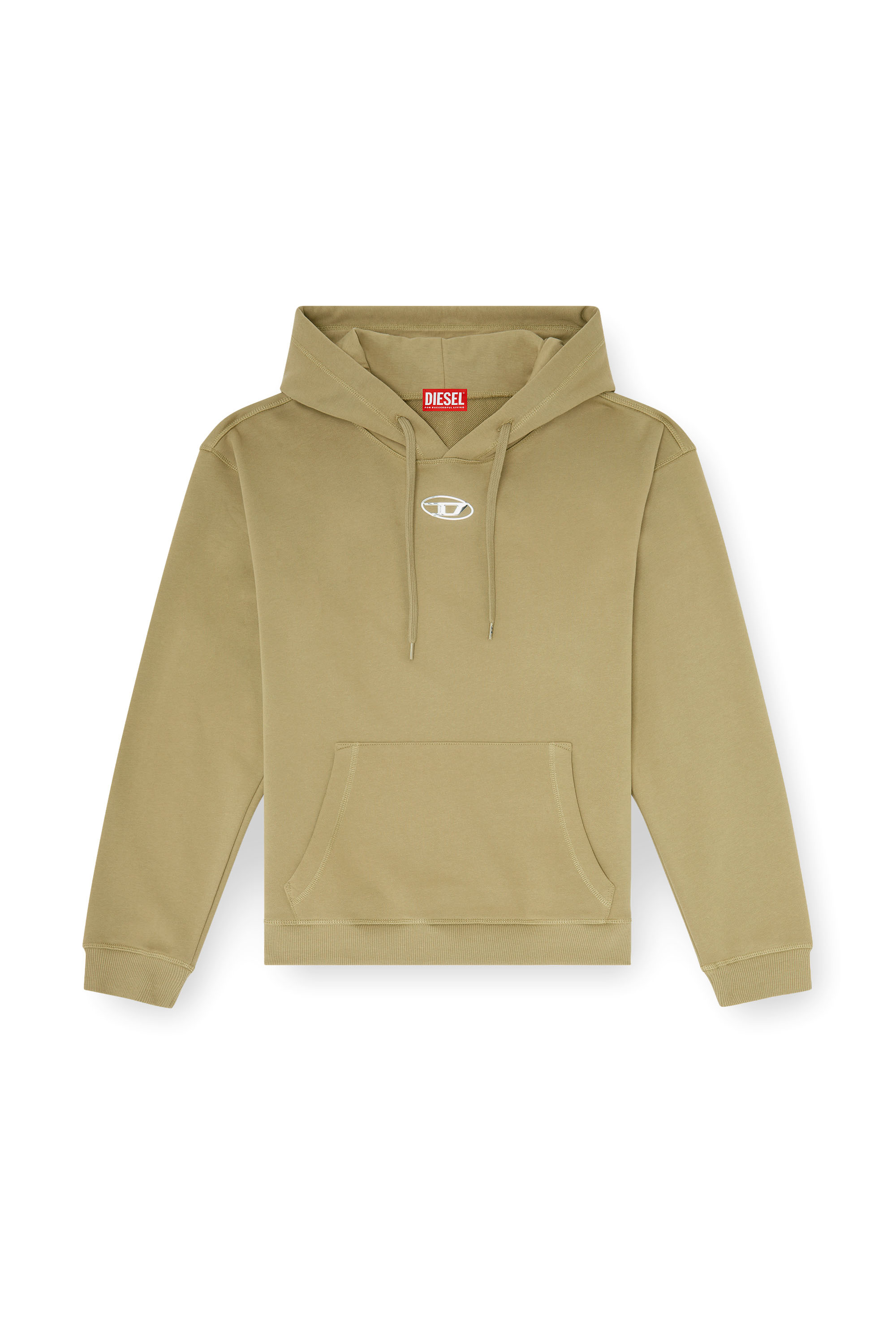 Diesel - S-NORM-HOOD-IOD, Sudadera con capucha de algod&oacute;n con Oval D met&aacute;lico. Hombre in Verde - 3