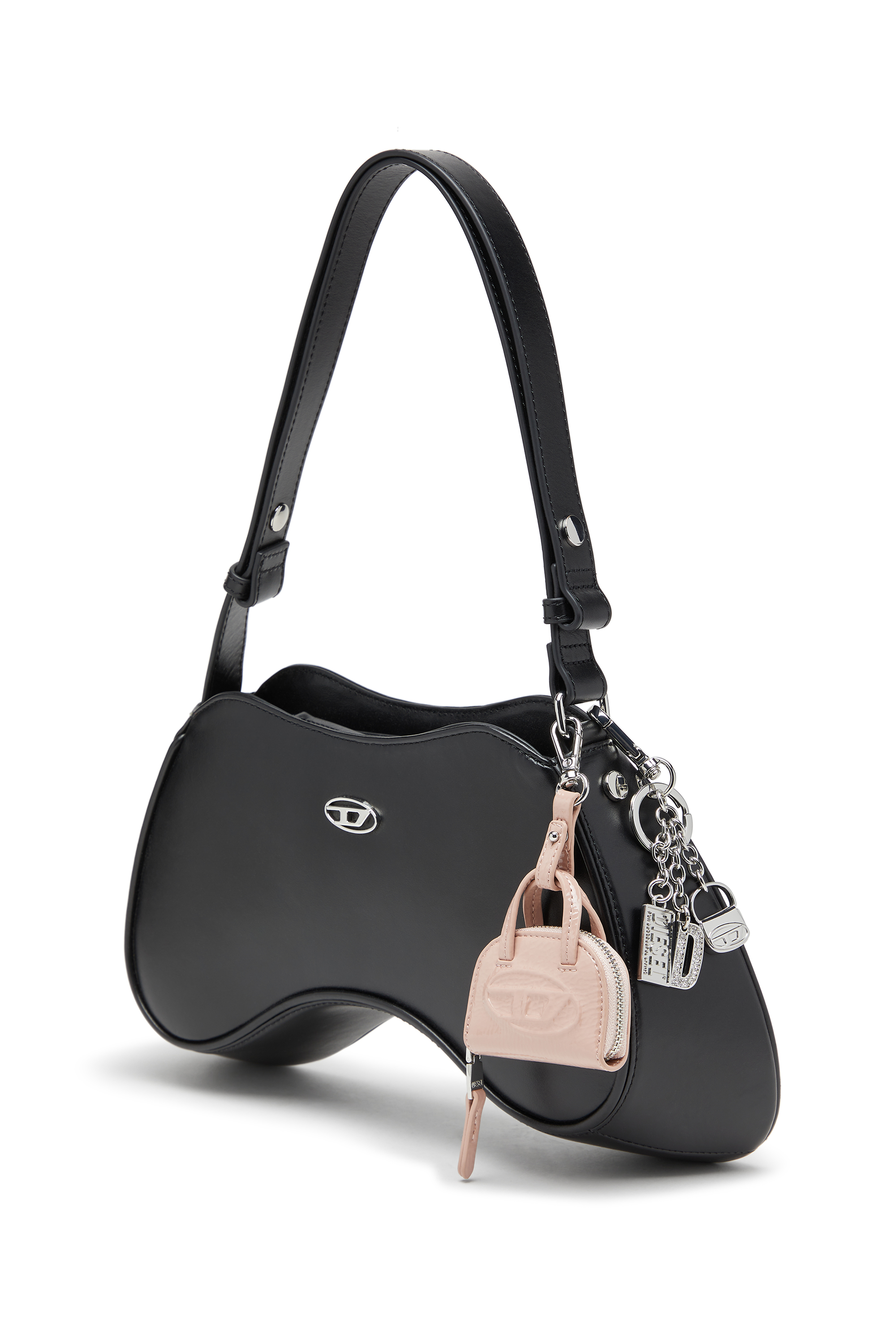 Diesel - PLAY SHOULDER, Play-Sac à bandoulière en cuir semi-brillant Femme in Noir - 6