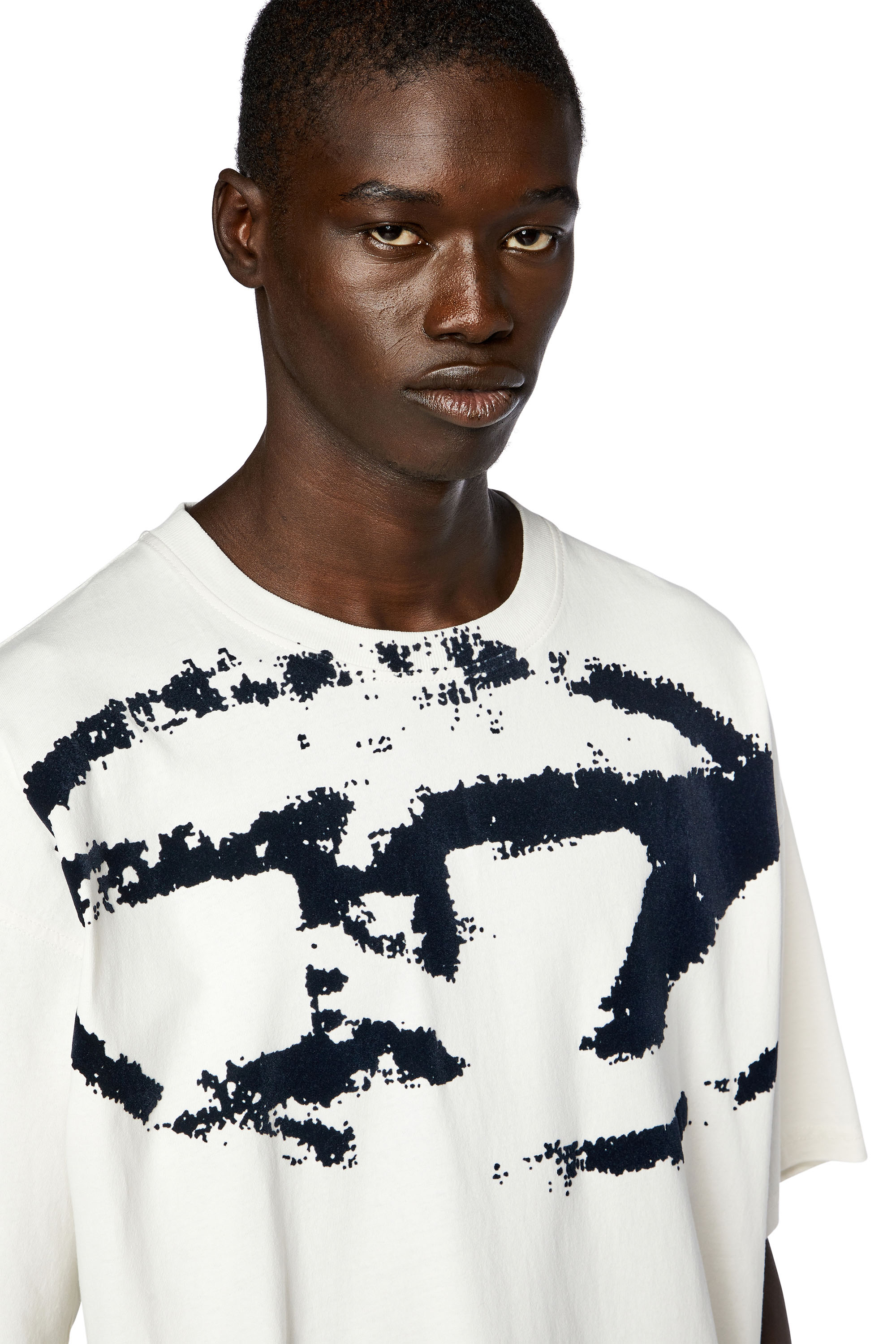 Men's heavyweight T-shirt with flocked logo | White | Diesel