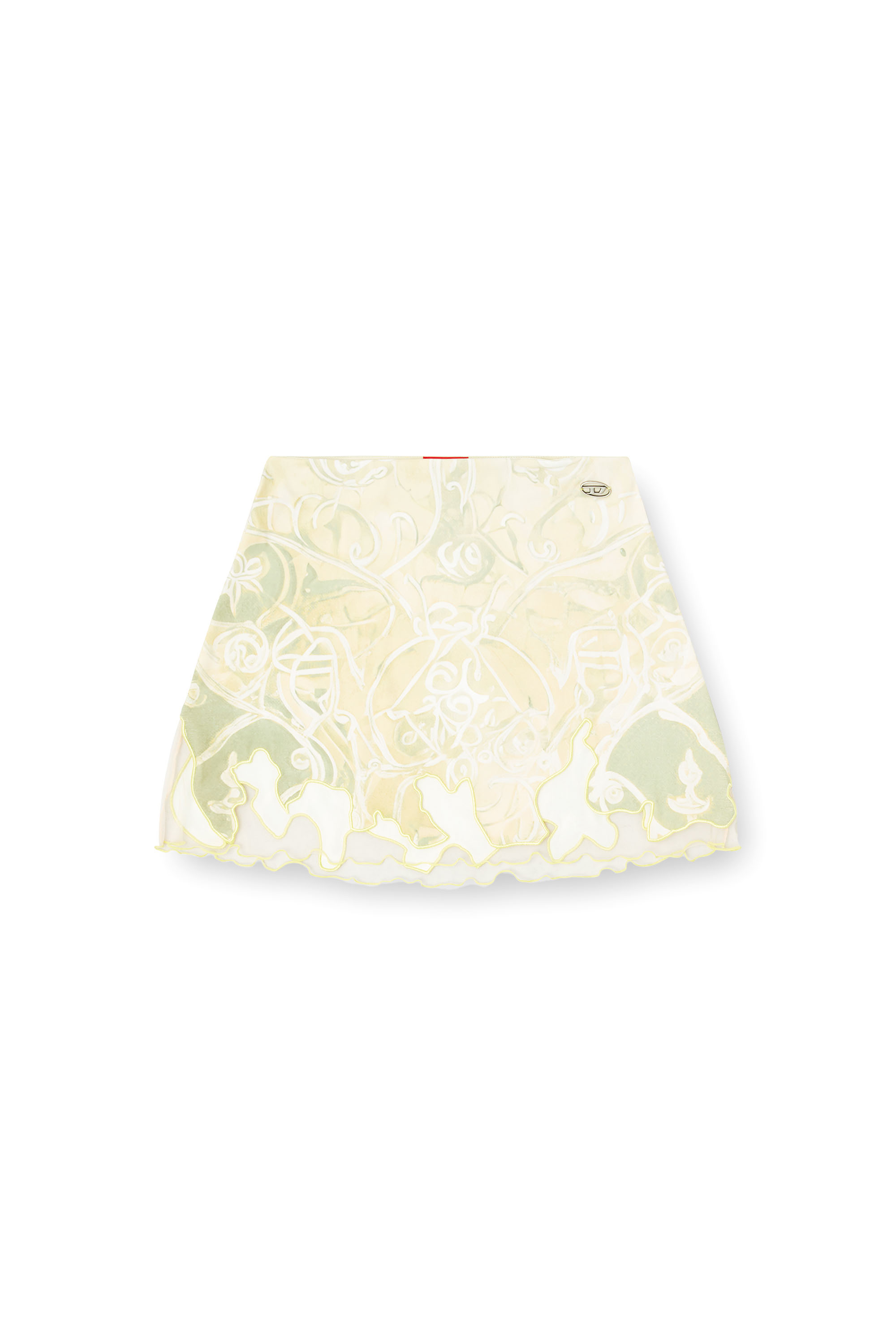 Diesel - O-LANE, Female's Nylon mini skirt with Heraldic print in Green - 2