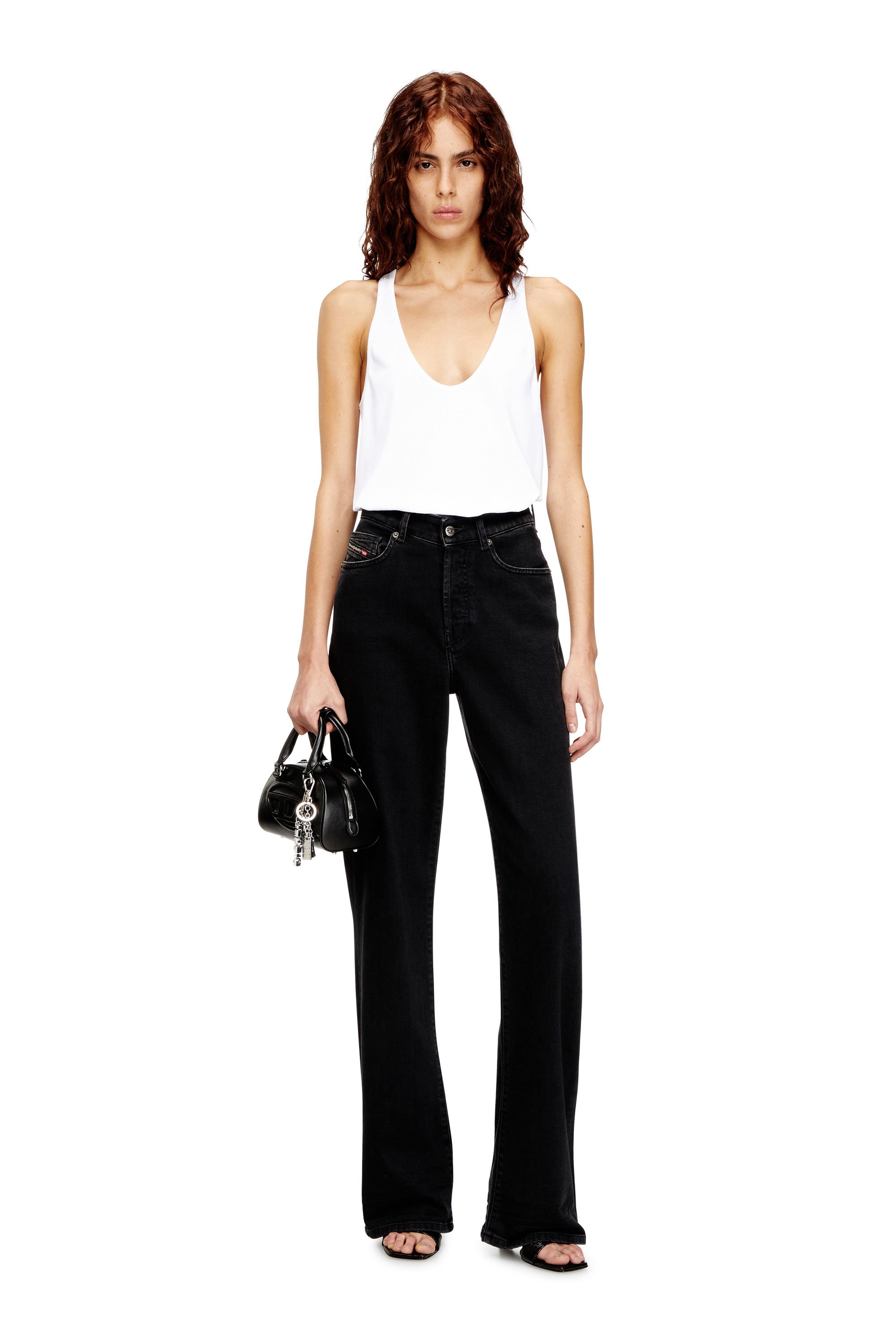 Diesel - T-IPSYA-LKDS, Camiseta con tirantes de canalé con Oval D Mujer in Blanco - 2