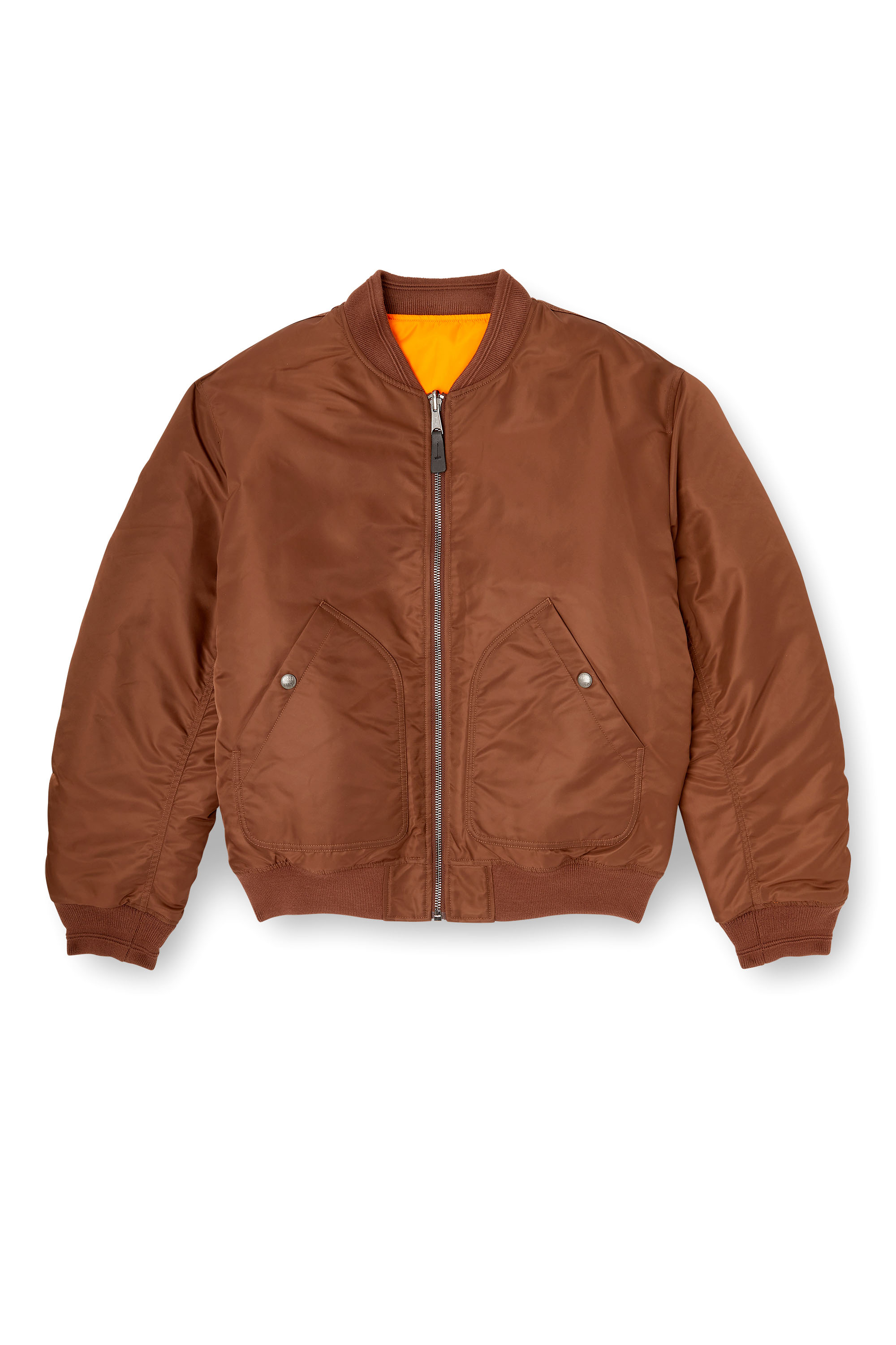Diesel - J-HELD, Male's Bomber in padded nylon with Oval D in Brown - 3