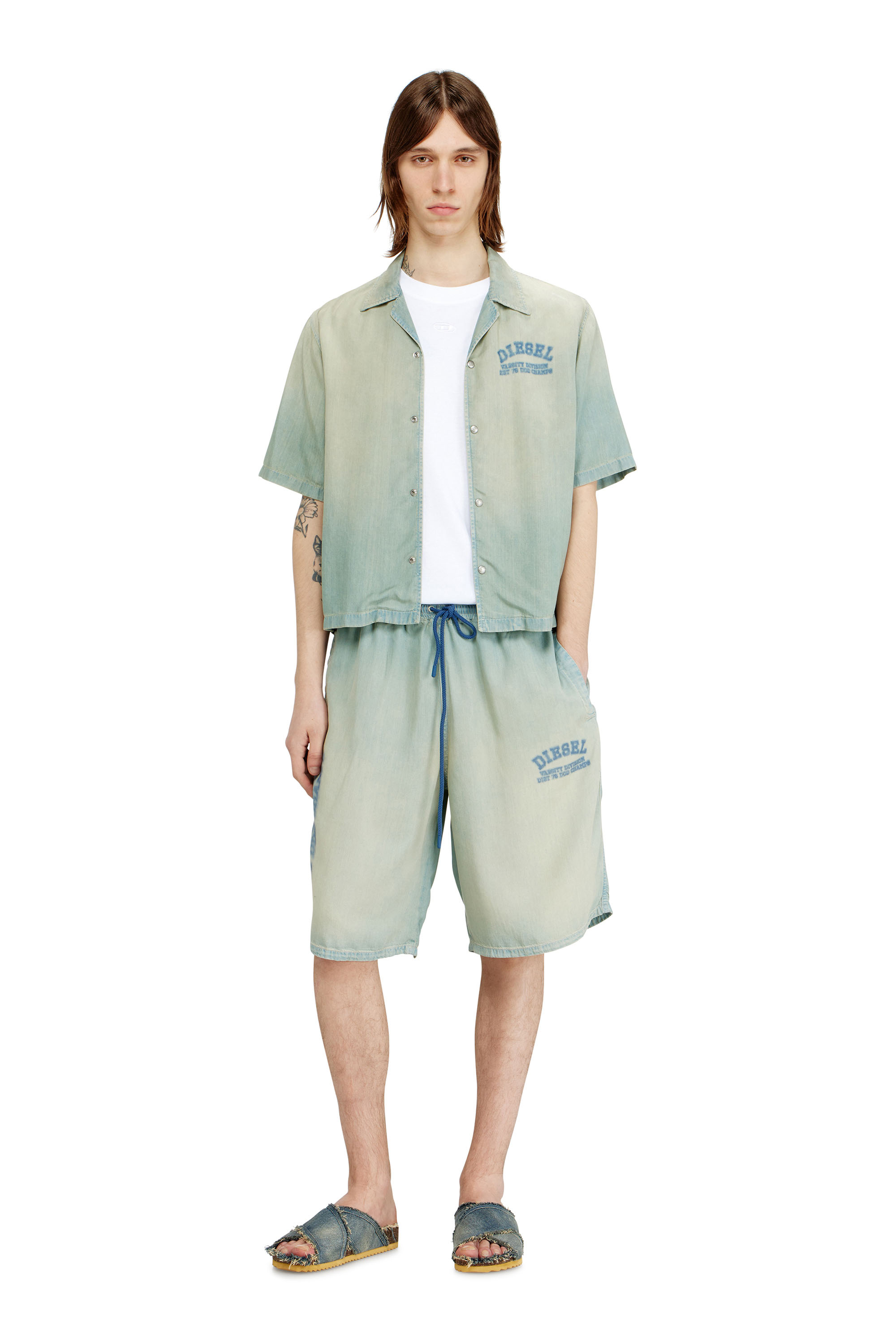 Diesel - D-ENIMOS-SHORT-S2, Unisex's Shorts in fluid dirt-effect denim in null - 4