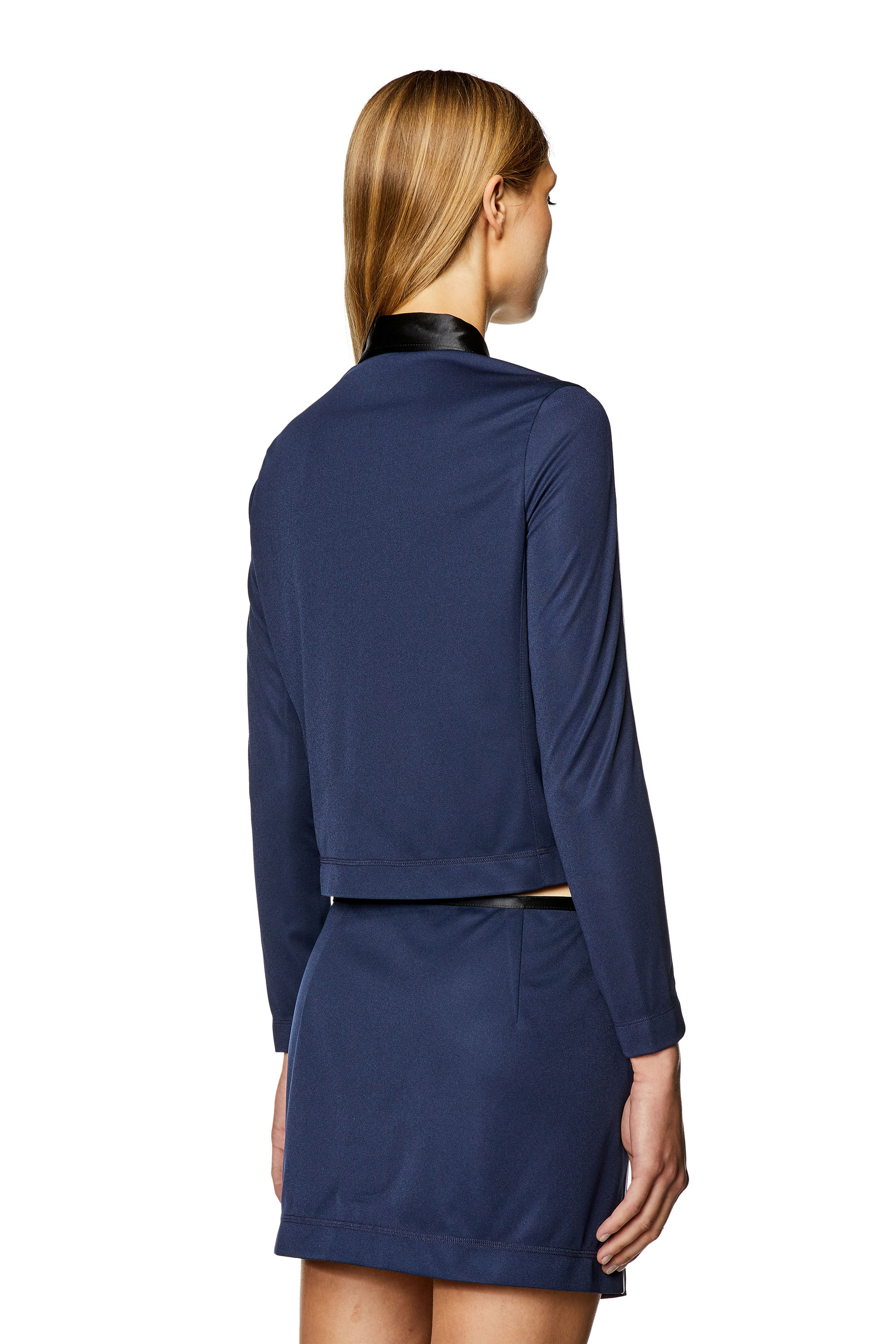 Diesel - C-LORY, Female's Shirt-jacket in satin and double knit in Black/Blue - 4