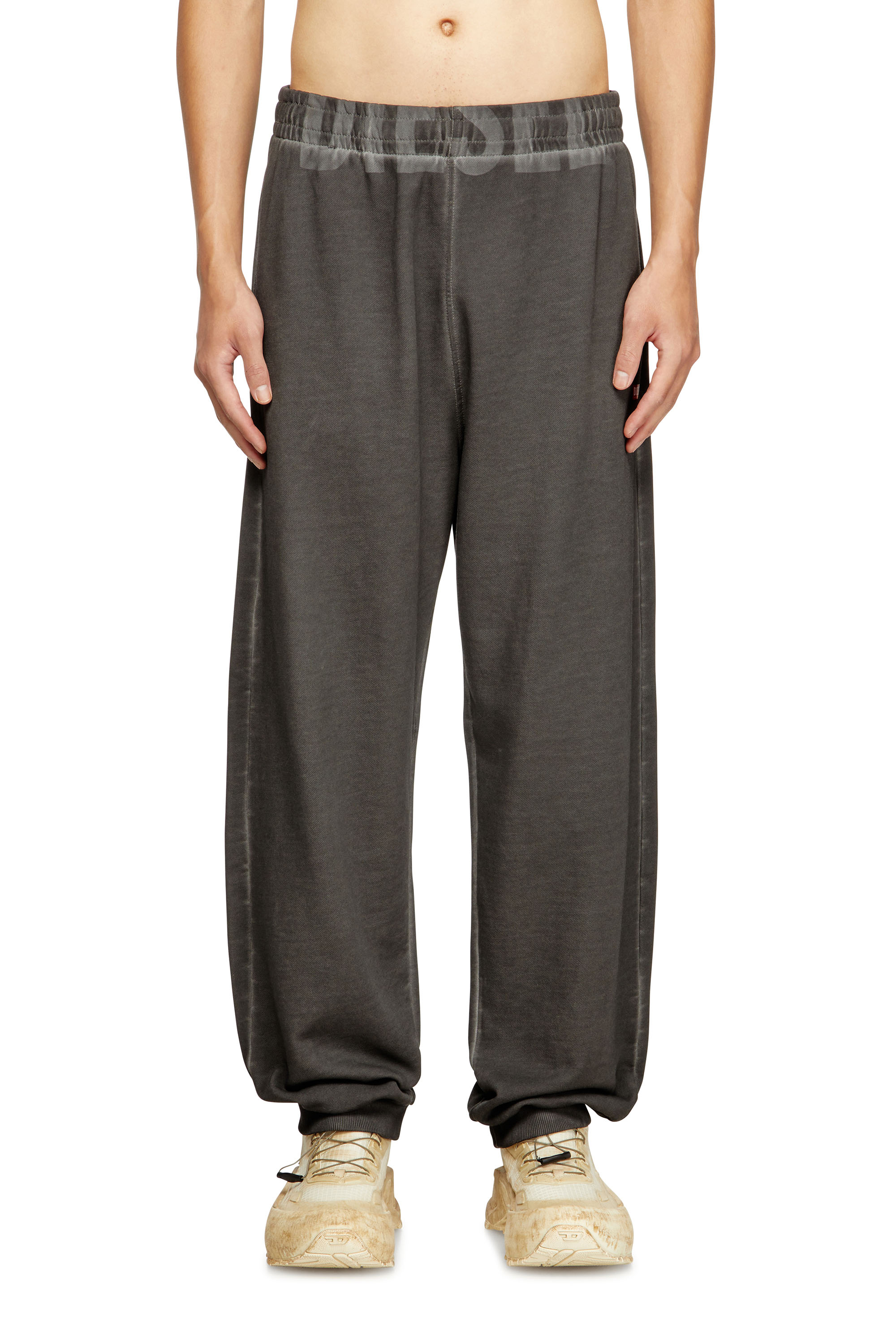 Diesel - P-MARKY-CUFF-T1, Joggers en coton avec cordon à la taille Homme in Gris - 1