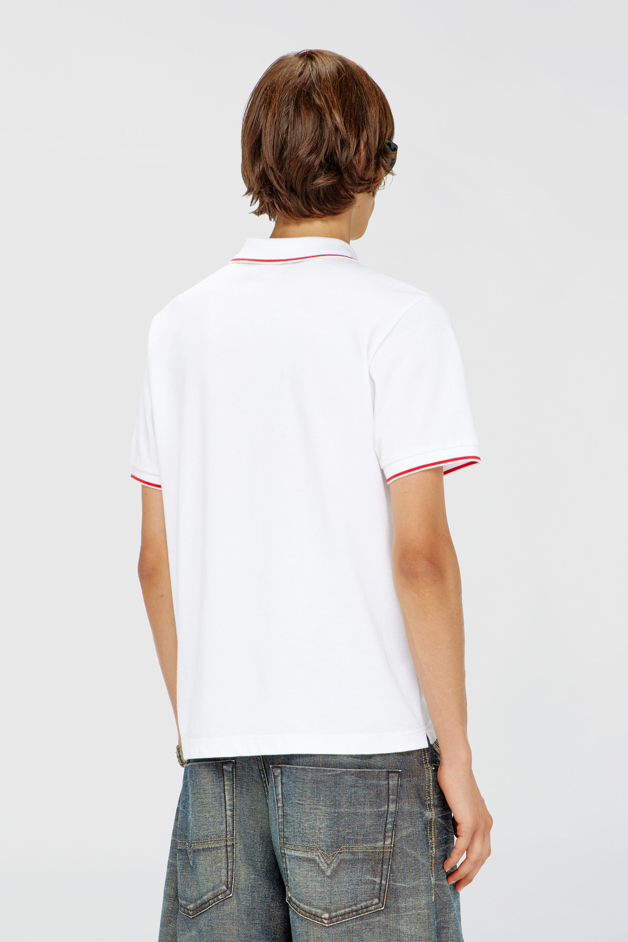 Men's Polo shirt with micro Diesel embroidery | White | Diesel US