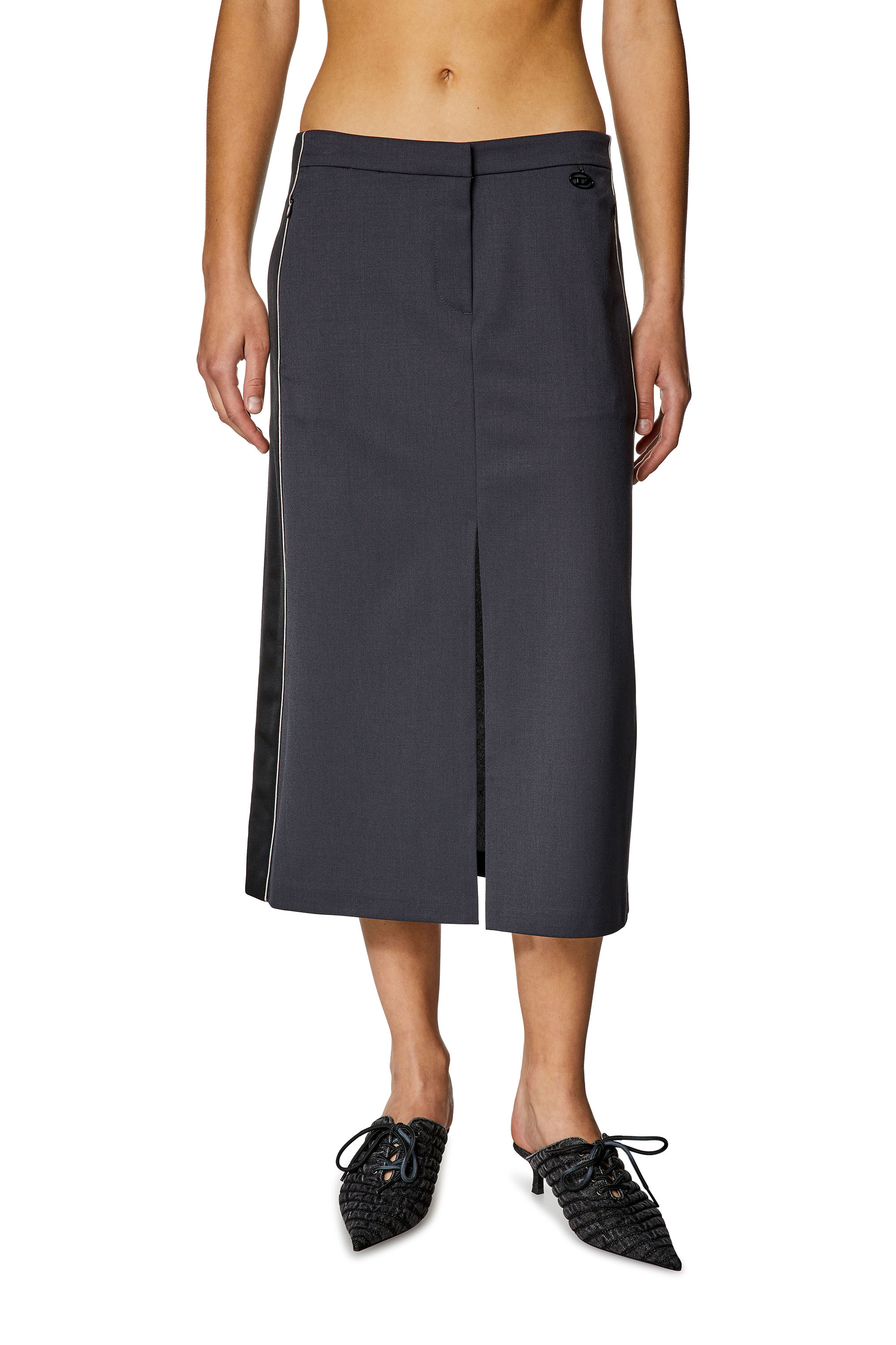 Diesel - O-CARY, Falda midi de mezcla de lana y doble punto Mujer in Multicolor - 3