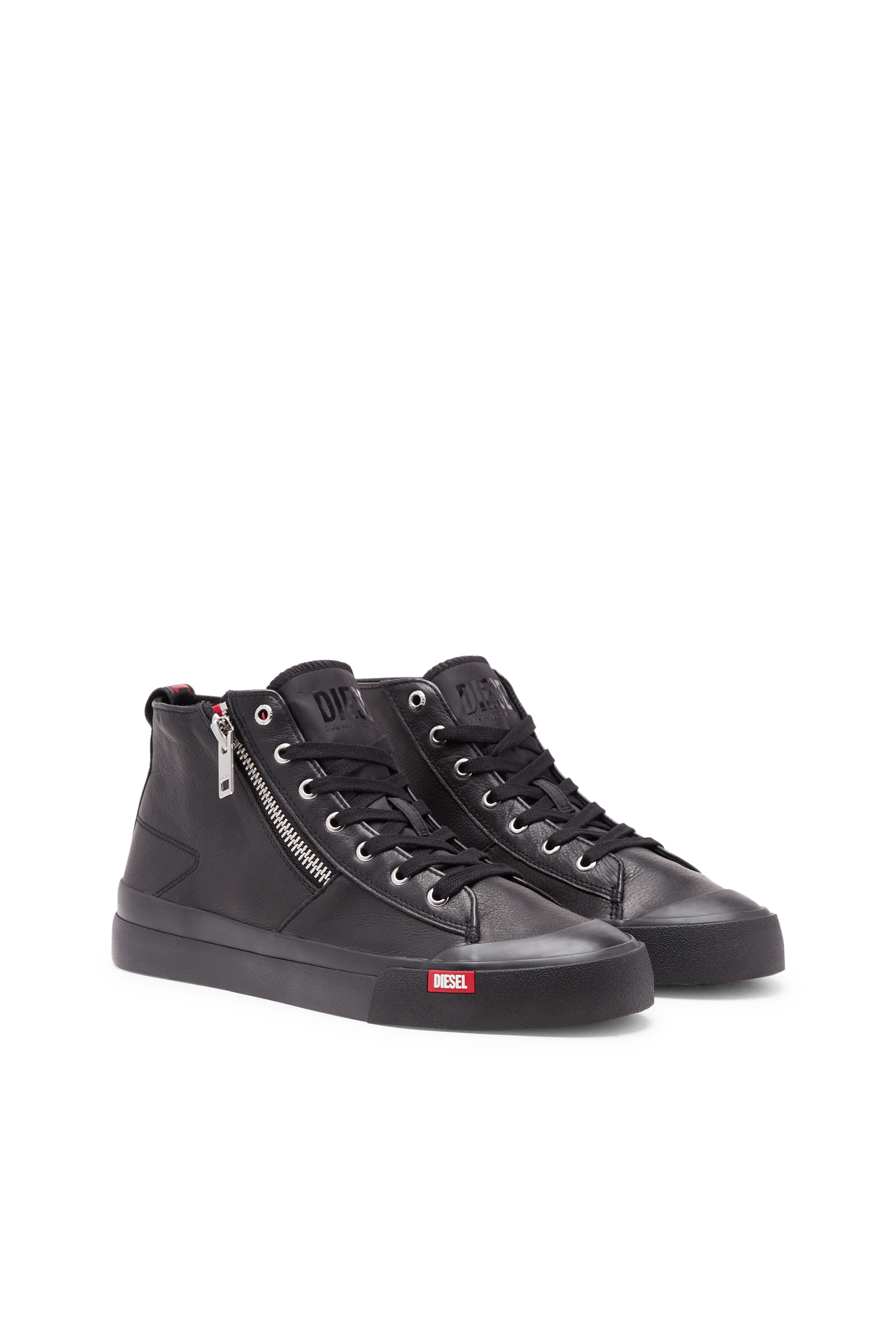 Diesel - S-ATHOS ZIP, Male's S-Athos Zip-High-top sneakers in premium leather in Black - 2