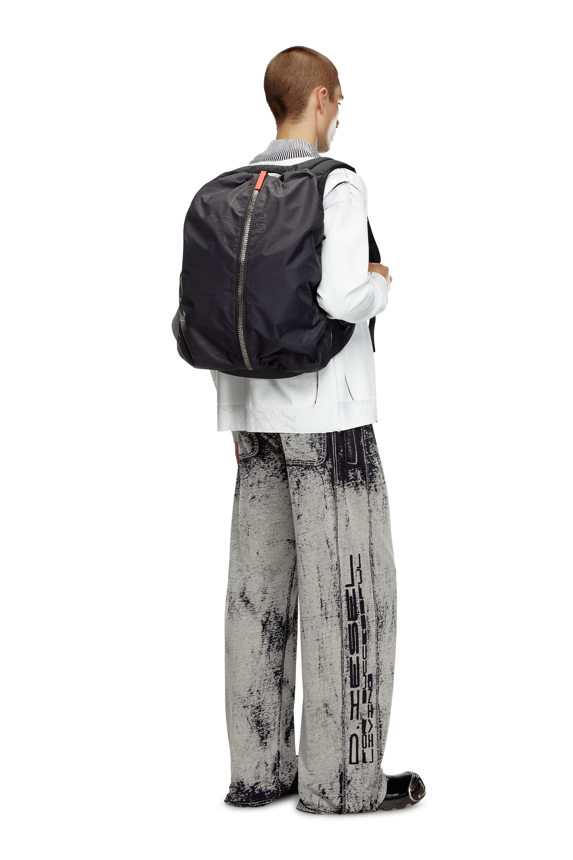 Diesel - ZIP-D BACKPACK X, Man's Zip-D-Backpack in check-jacquard shell in Black - 2