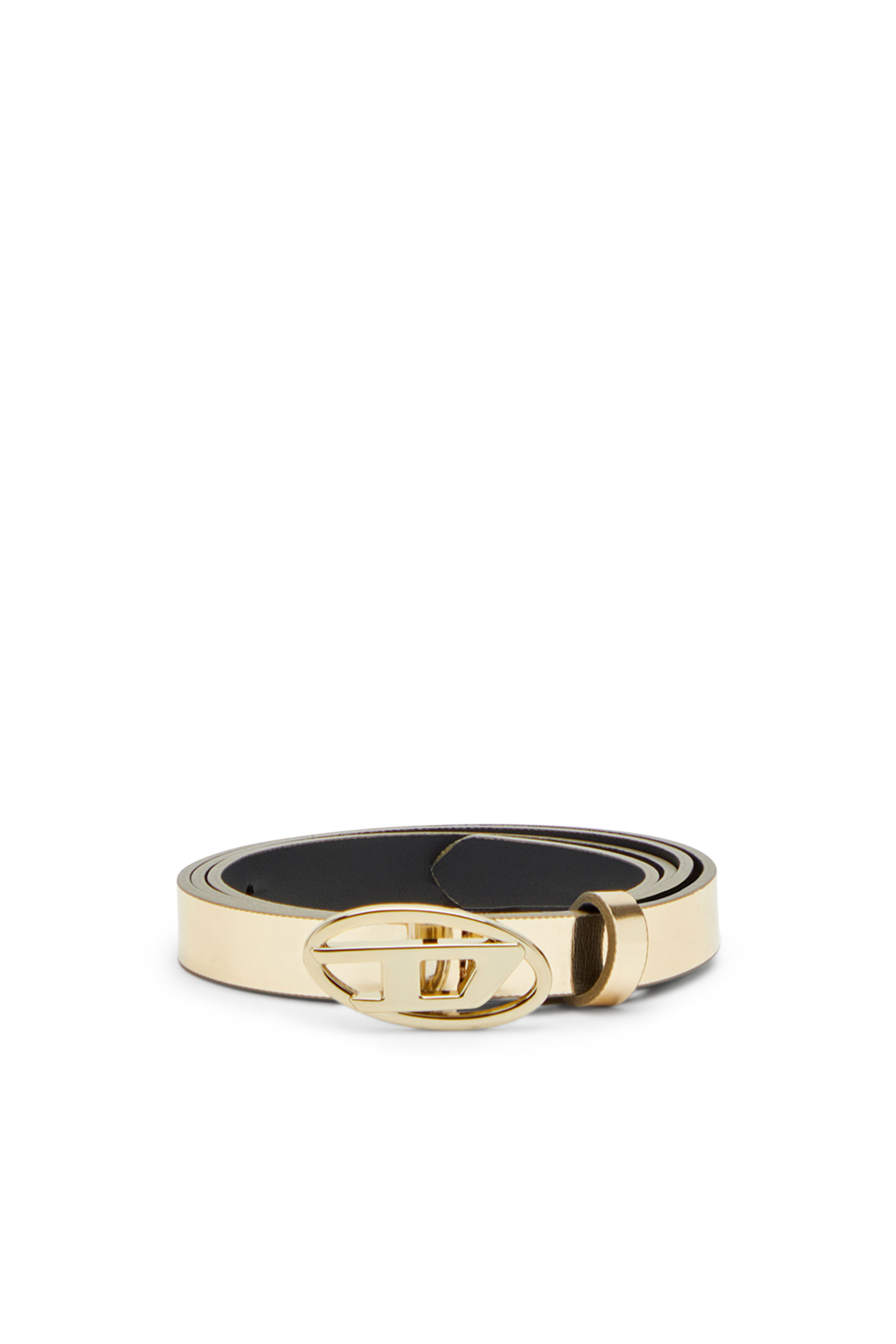 Diesel - B-1DR 15, Woman's 1.5cm slim belt with mirrored metallic finish in Bronze - 1