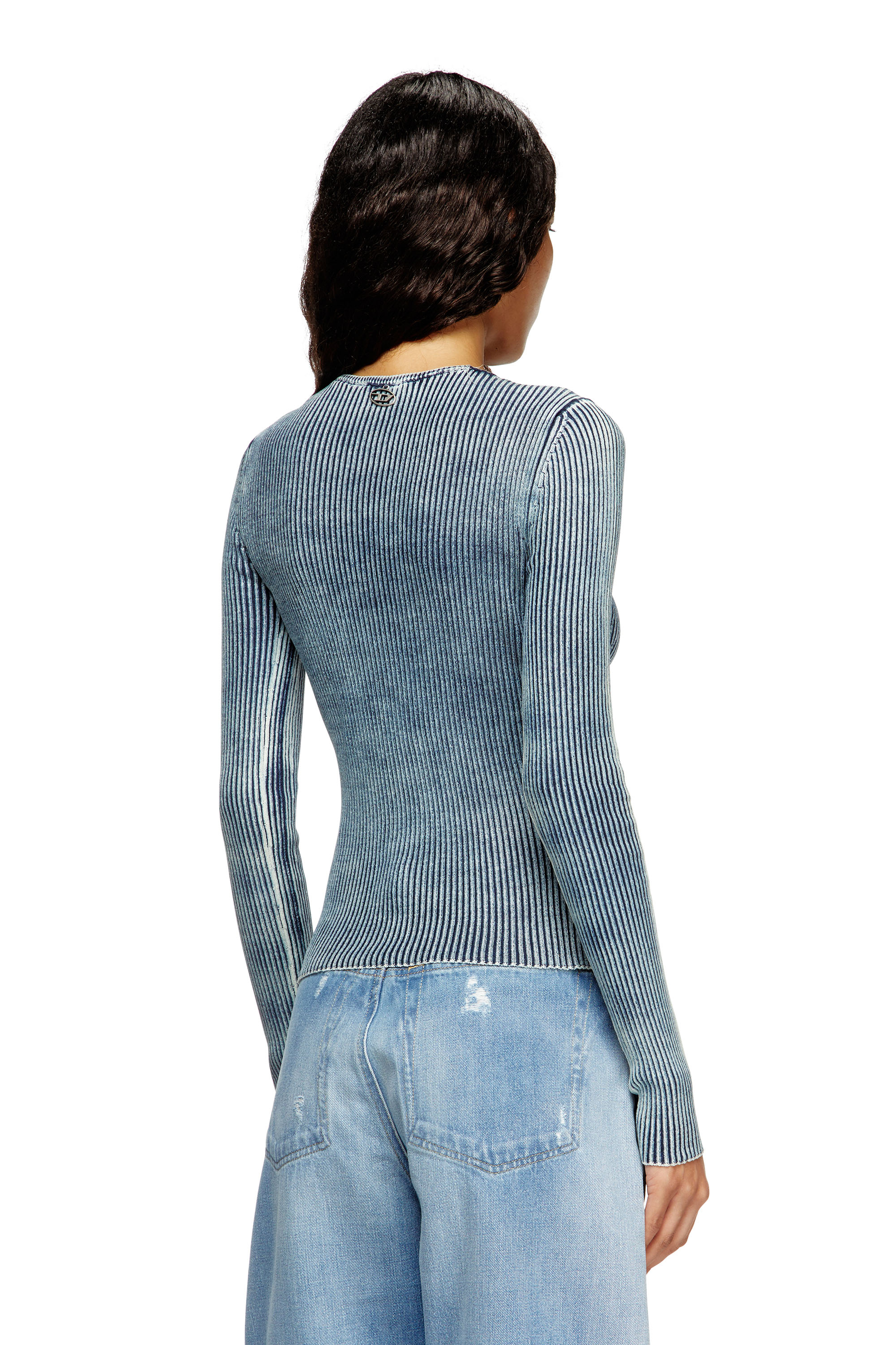 Diesel - M-MILMO, Female's Denim-yarn jumper with shiny effect in Blue - 4