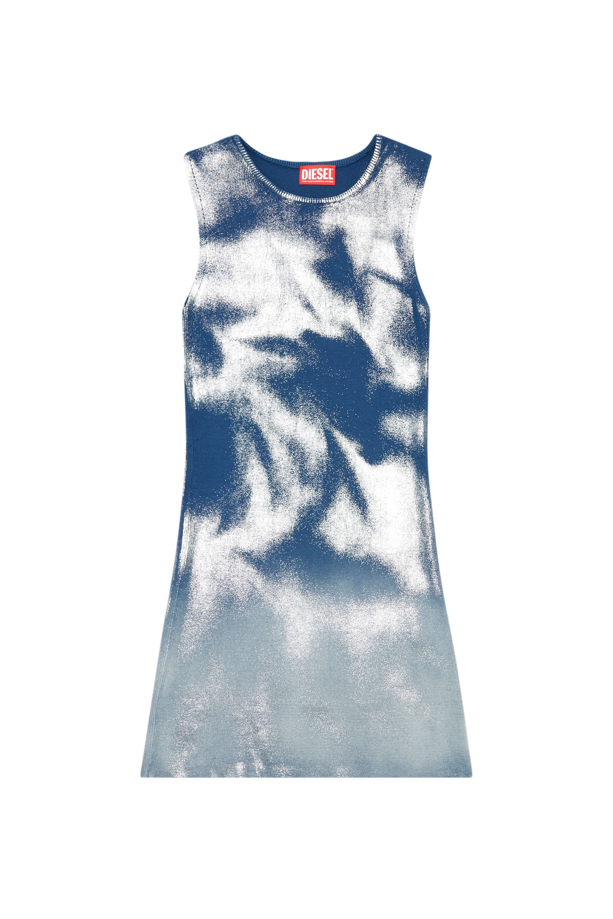 Women's Short knit dress with metallic effects | Blue | Diesel Women's Short knit dress with metallic effects | Blue | Diesel