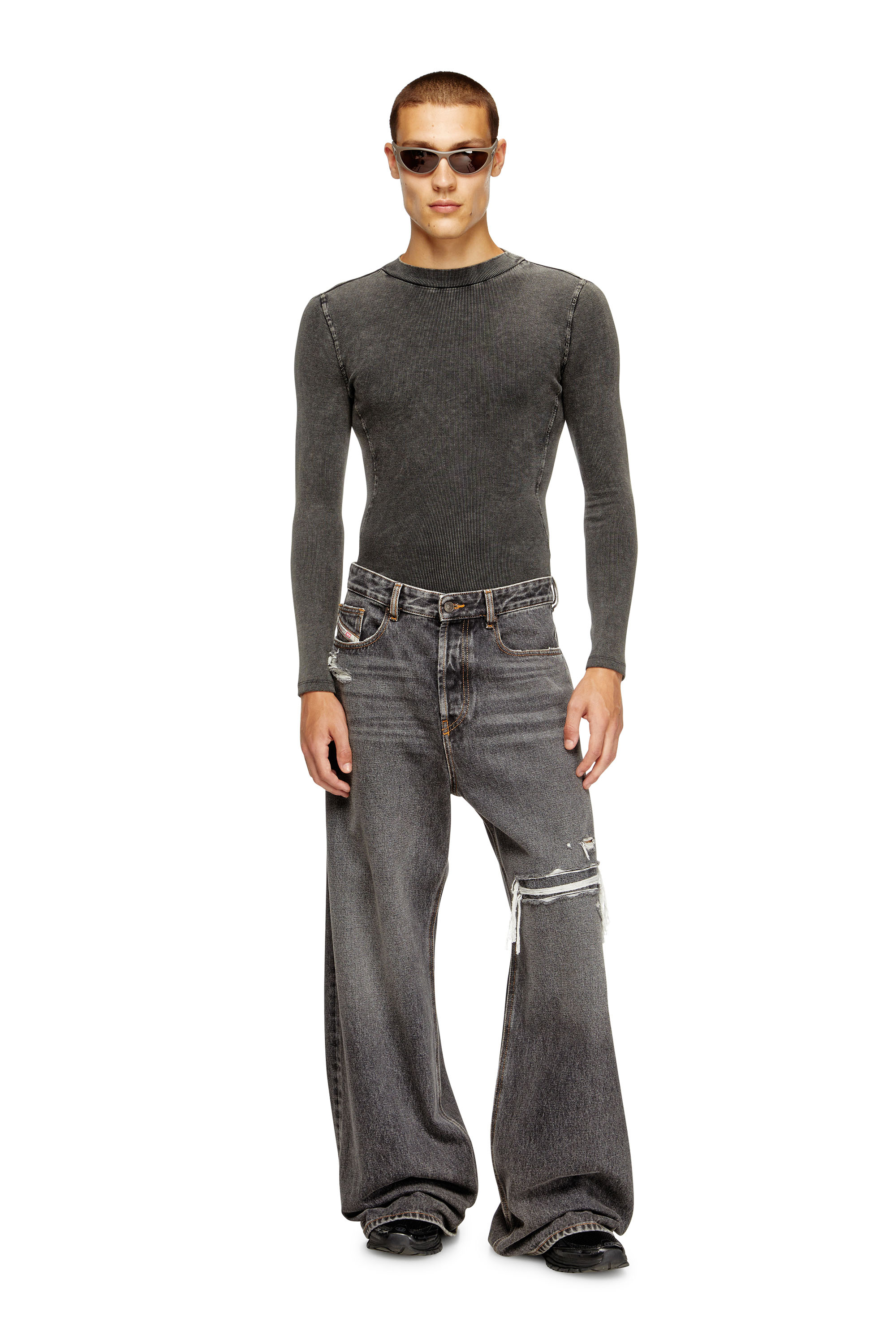 Diesel - Relaxed Jeans D-Rise 007F6 Homme, Noir/Gris foncé - Image 2