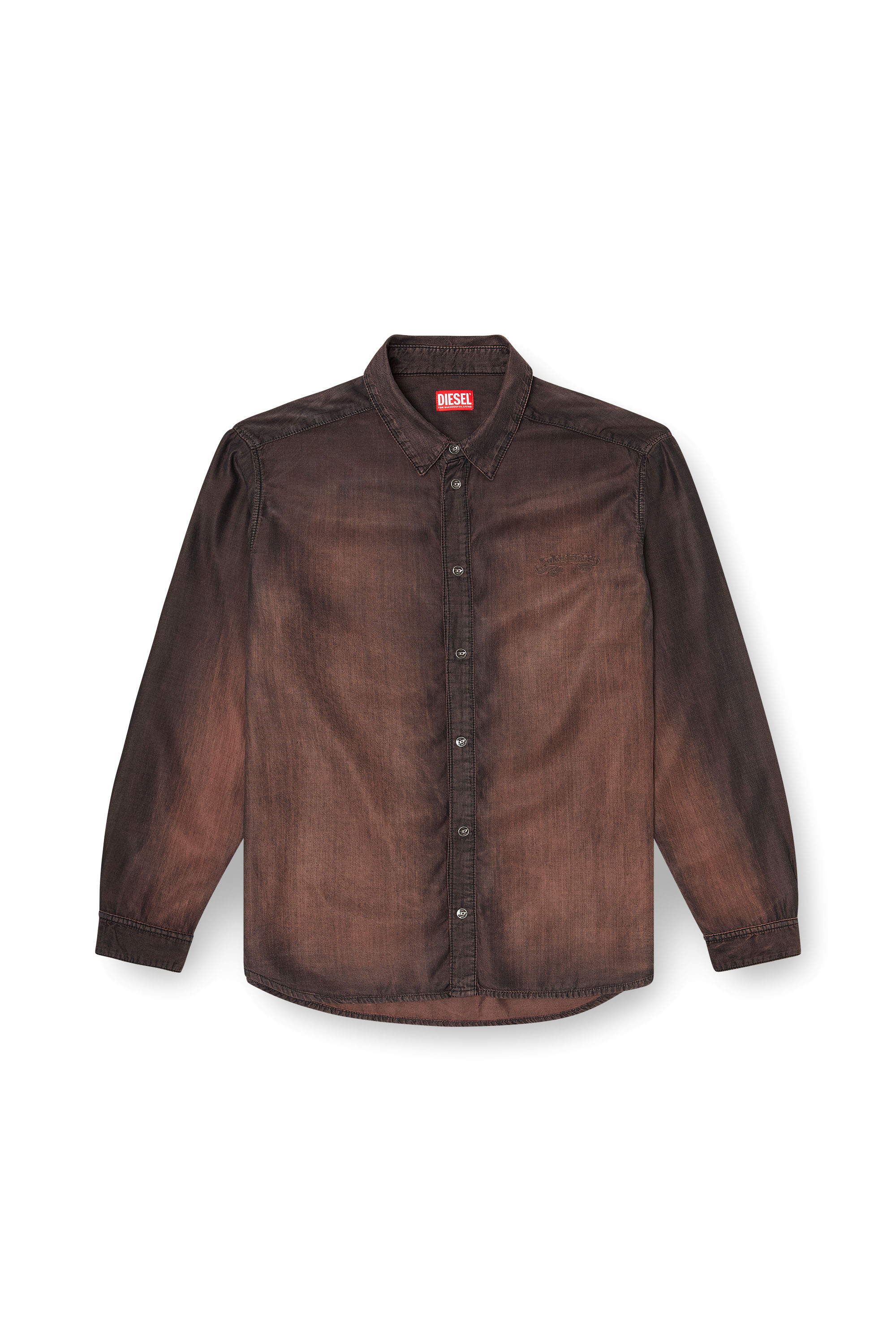 Diesel - D-SIMPLY-S16, Male's Shirt in fluid coated denim in Brown - 2