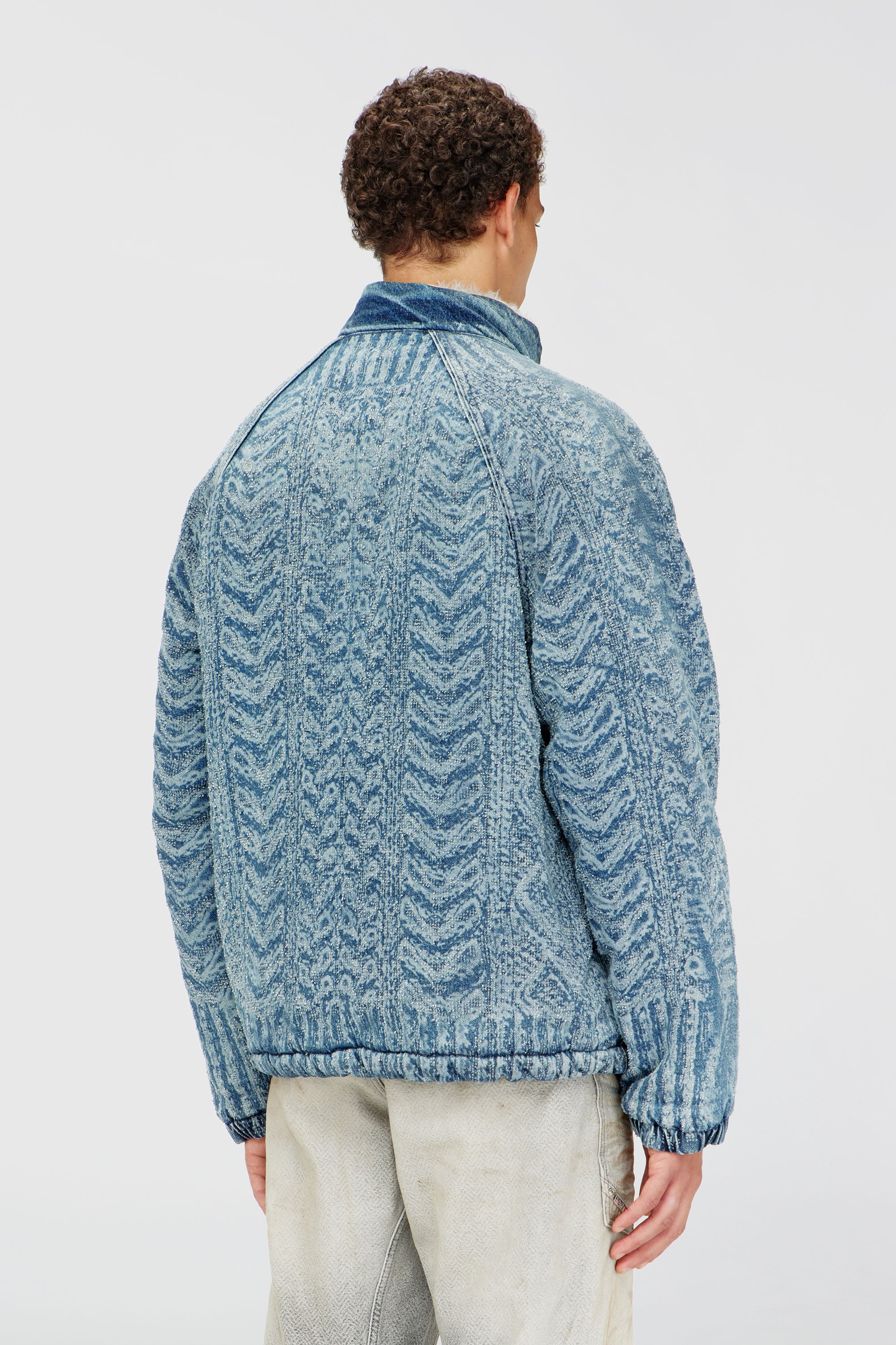 Diesel - D-KRAPS-S, Male's Jacket in cable-knit-effect denim in Medium Blue - 5